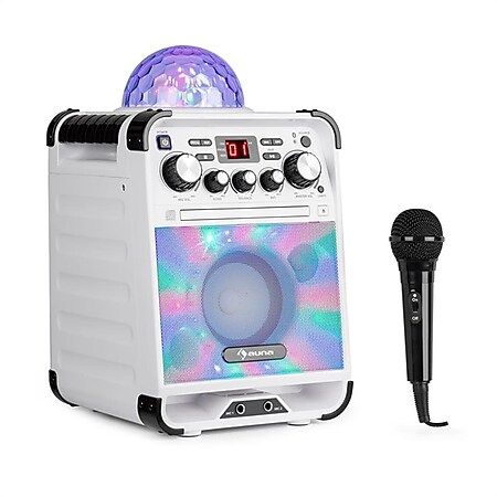 Rockstar LED Karaokeanlage CD-Player Bluetooth AUX 2 x 6,3mm weiß - Bild 1
