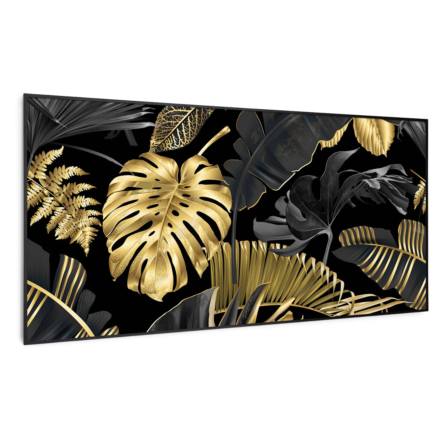 Wonderwall Air Art Smart Infrarotheizung Schwarzes Blatt 120x60cm 700W 120 x 60 cm
