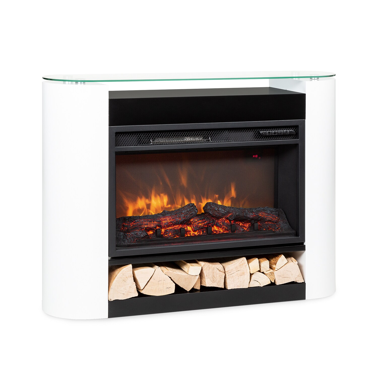 Studio 10 Arc Elektrokamin 1800 W LED-Flammen Heizlüfter Fernbedienung Weiß