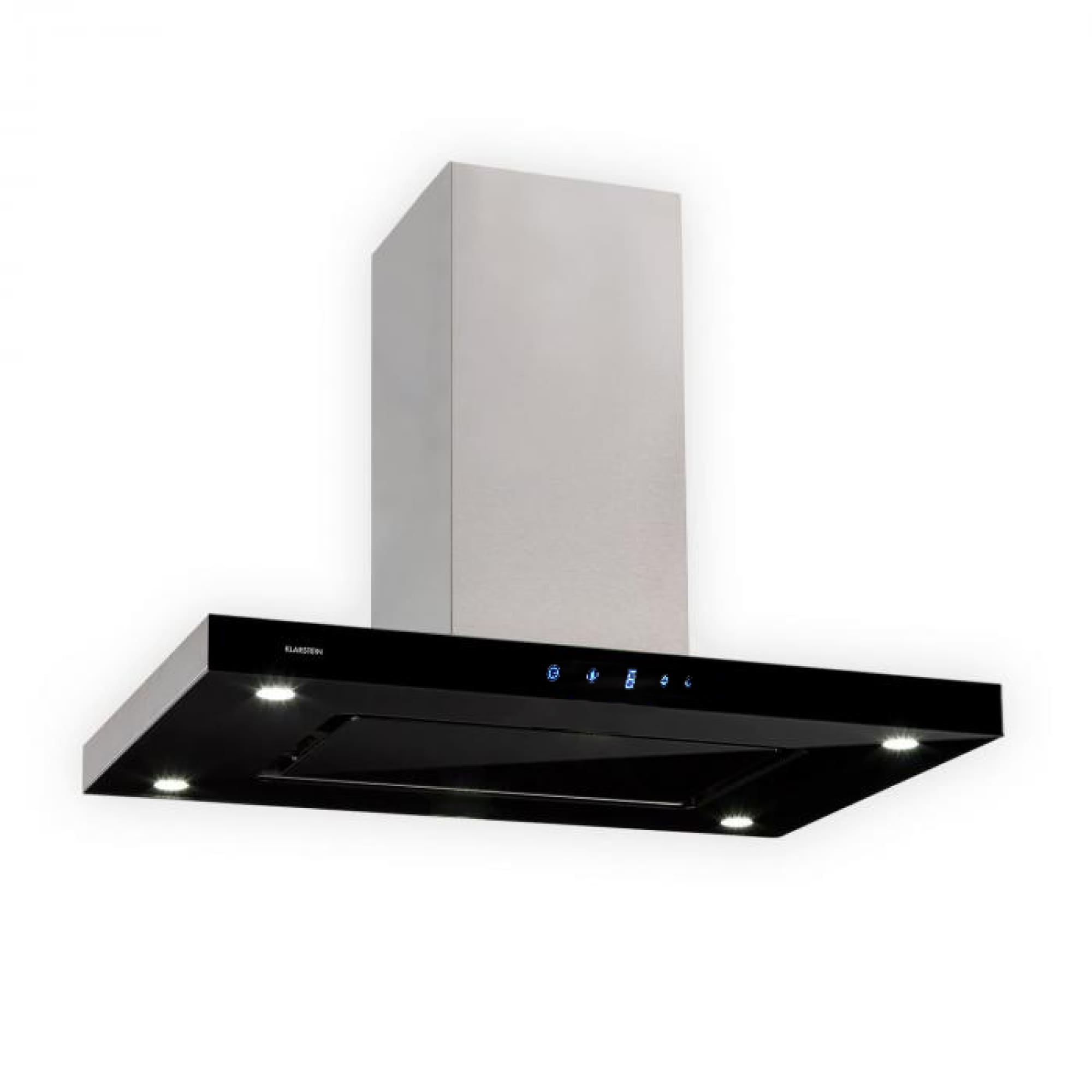 Valeria Inselabzugshaube 90cm 650m&sup3;/h Abluft Touch LED Glas Edelstahl - Bild 1