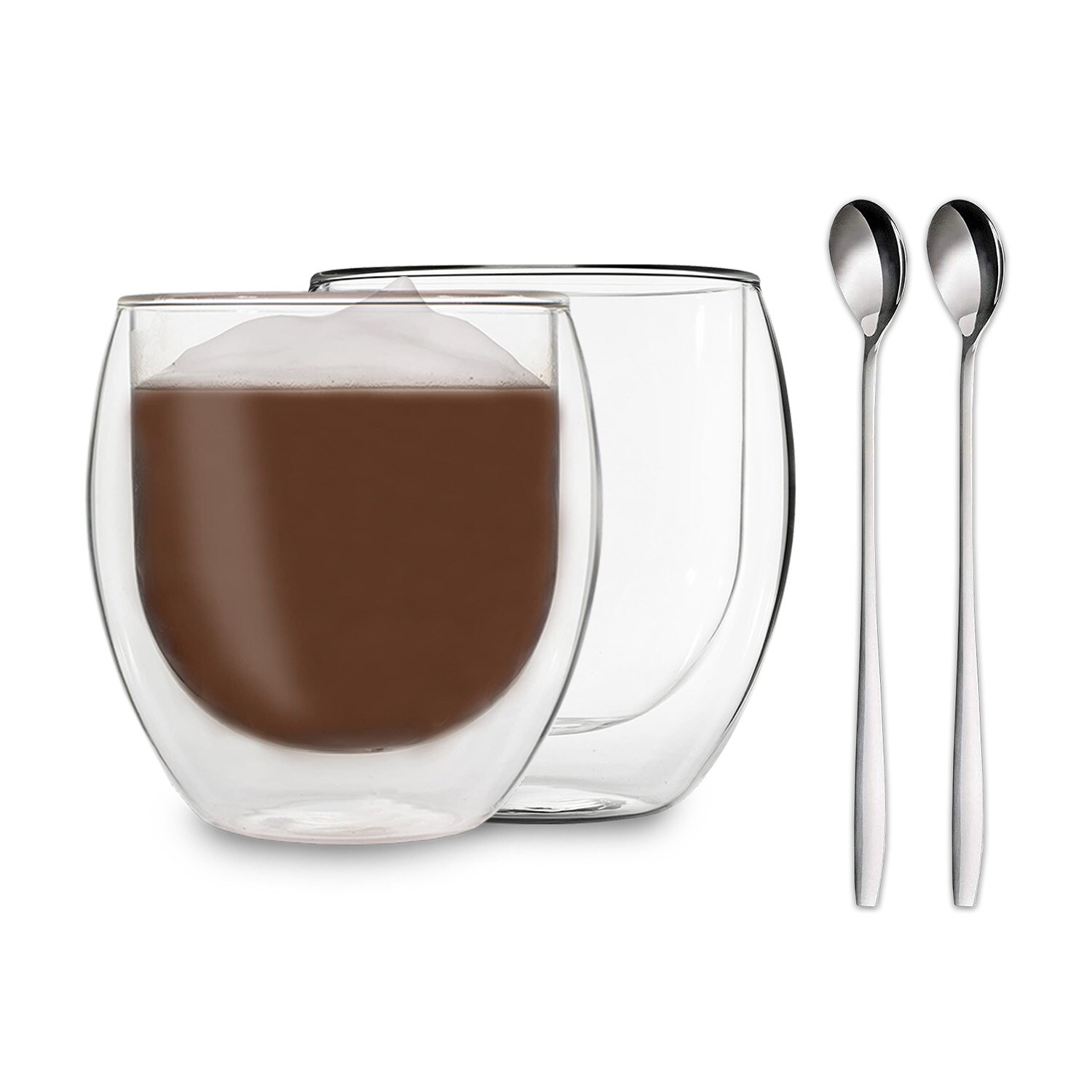 DUOS Jumbo doppelwandiges Glas 410 ml Thermofunktion inkl. Edelstahl-Löffel | 04260491023025