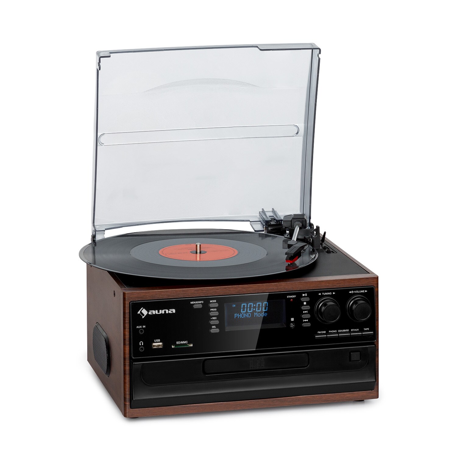 Oakland DAB Retro-Stereoanlage DAB+/FM BT-Funktion Vinyl CD Kassette | 04060656461026