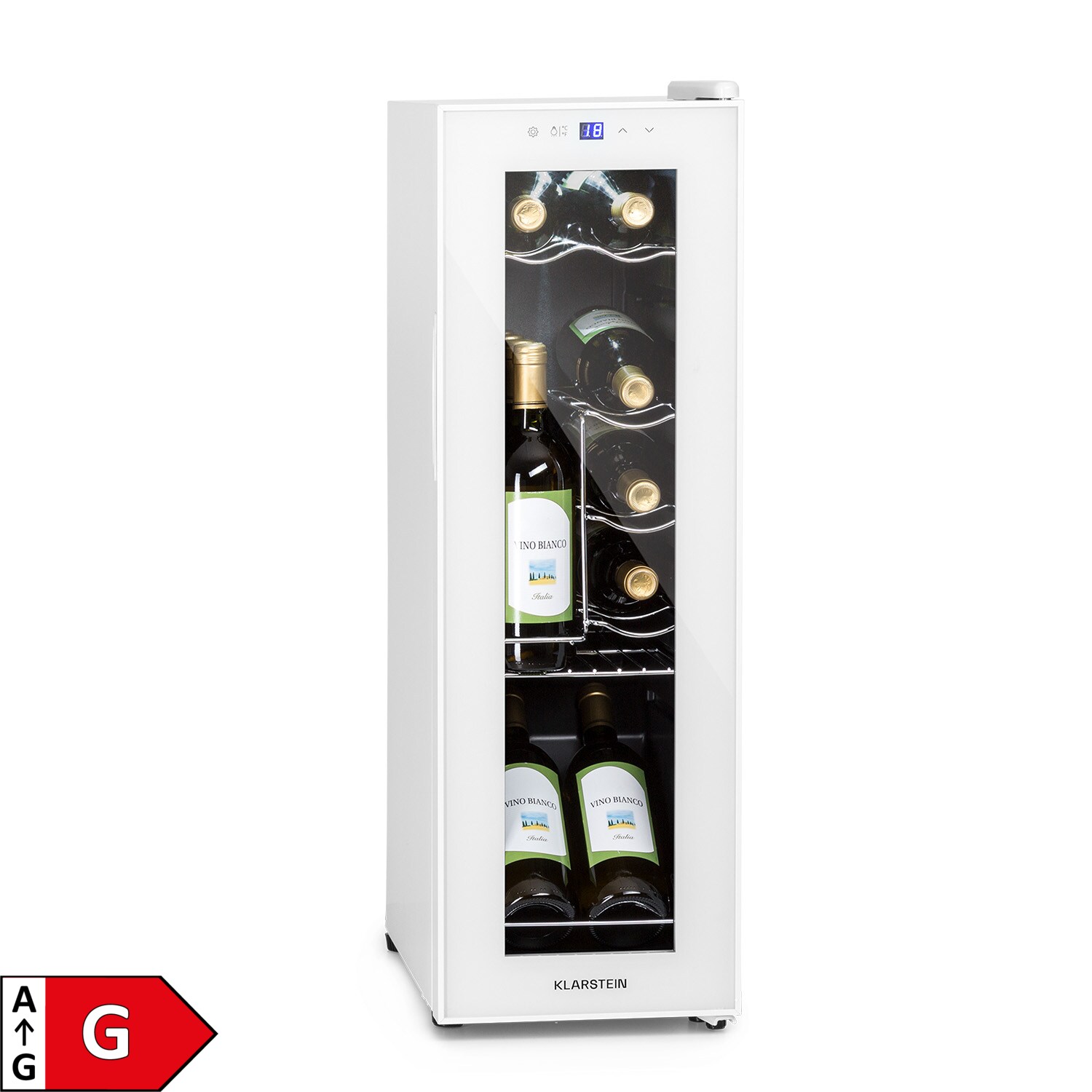 Shiraz 12 Slim Uno Weinkühlschrank 32l/12Fl.Touch 85 W 5-18 °C LED Weiß 32 Liter / 12 Flaschen