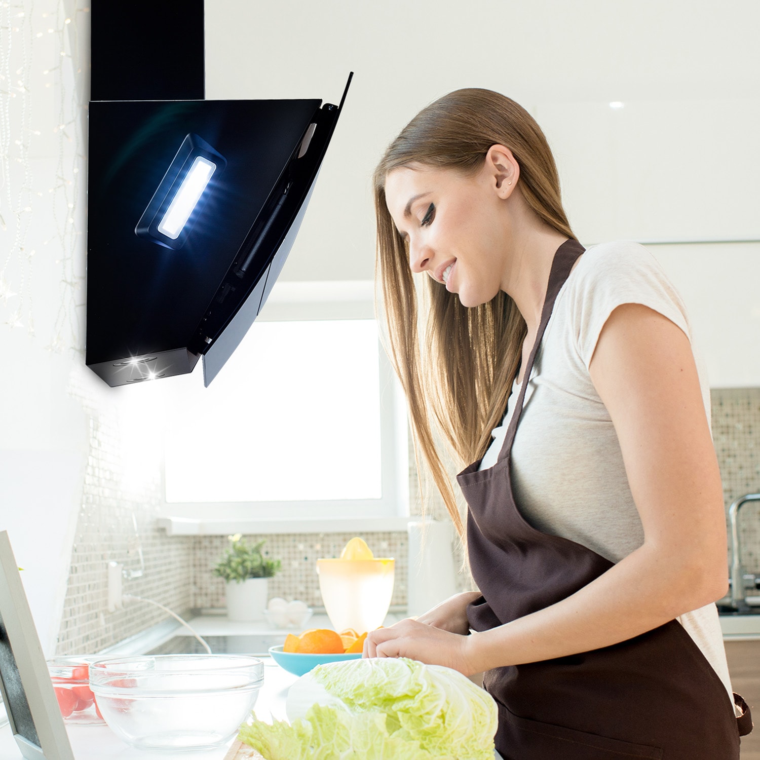 Clara 90 Dunstabzugshaube Glas 509 m&sup3;/h Touch Ambiente-Licht Schwarz - Bild 1