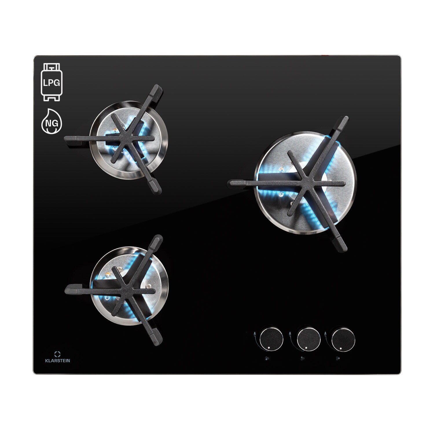 Trifecta 3 Gaskochfeld 3-flammig Gusseisen Glaskeramik Schwarz 3 Brenner - Bild 1