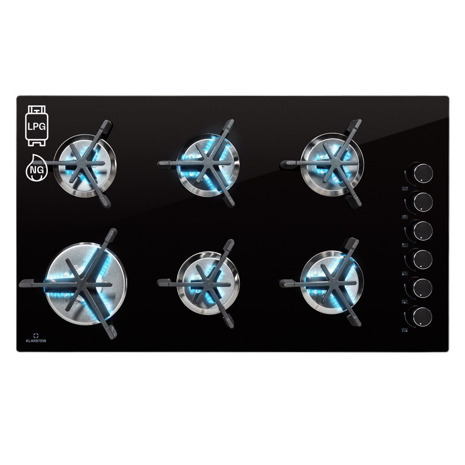 Trifecta 6 Gaskochfeld 6-flammig Gusseisen Glaskeramik Schwarz 6 Brenner - Bild 1