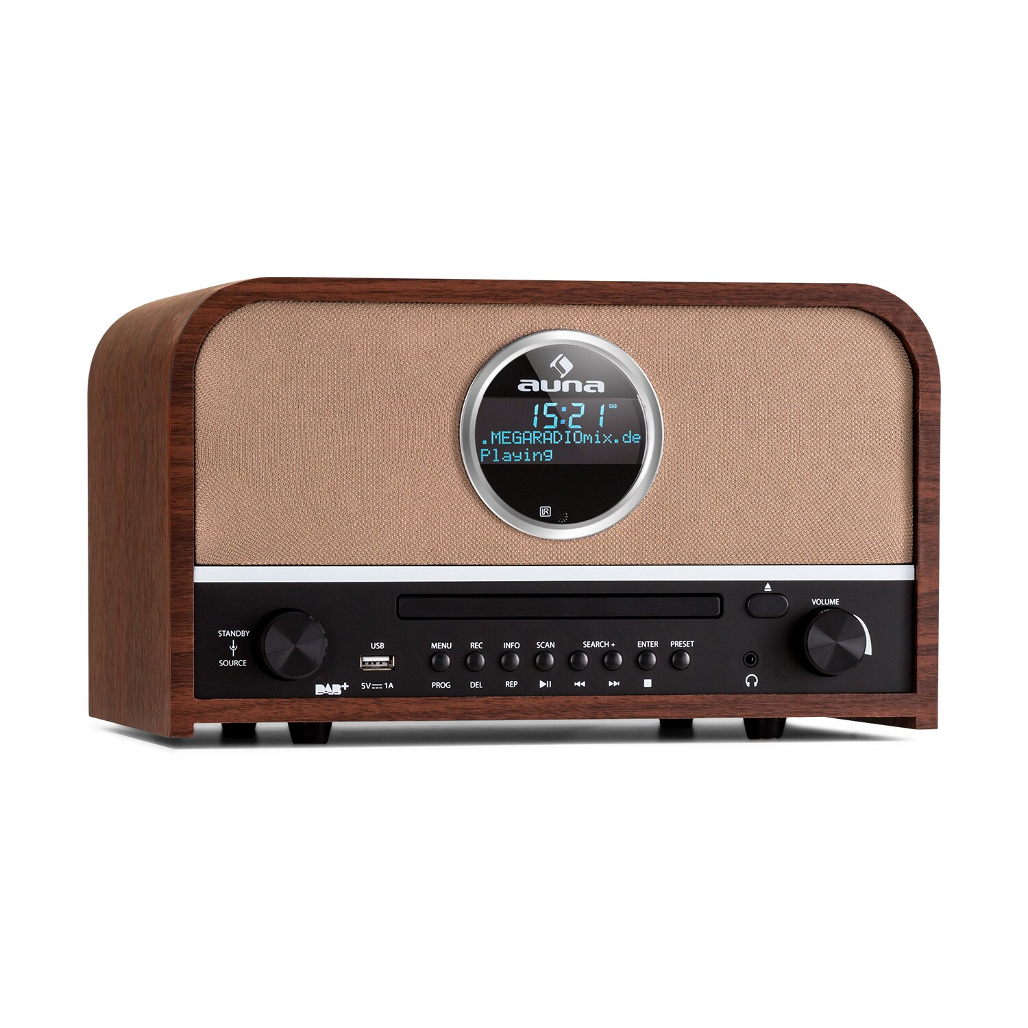 auna Columbia DAB Radio 60 W CD-Player DAB+/UKW-Tuner USB-Aufnahme Bluetooth Braun