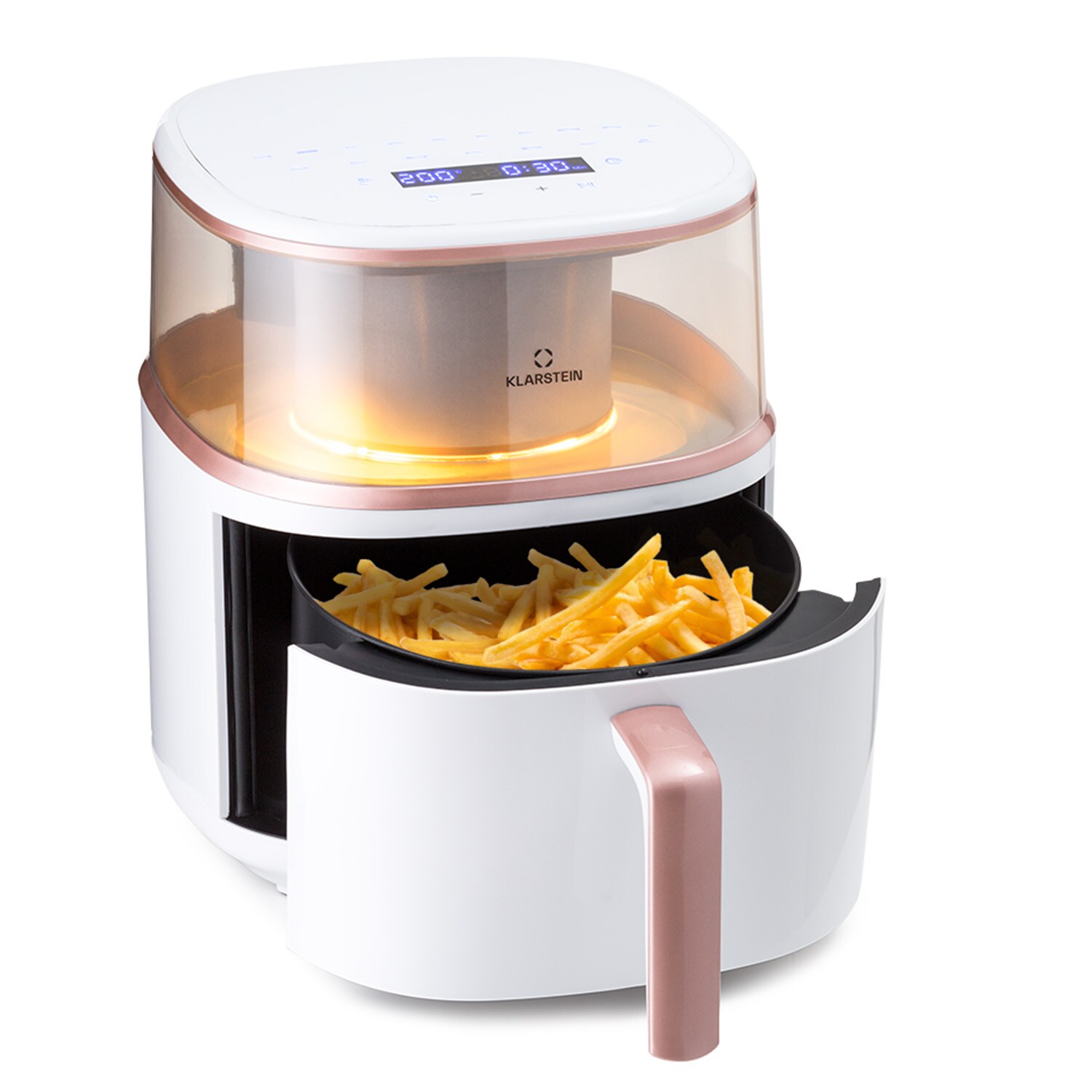 Air Bloom Heißluftfritteuse Dampffunktion 1500W 7,5 Liter 16 Programme