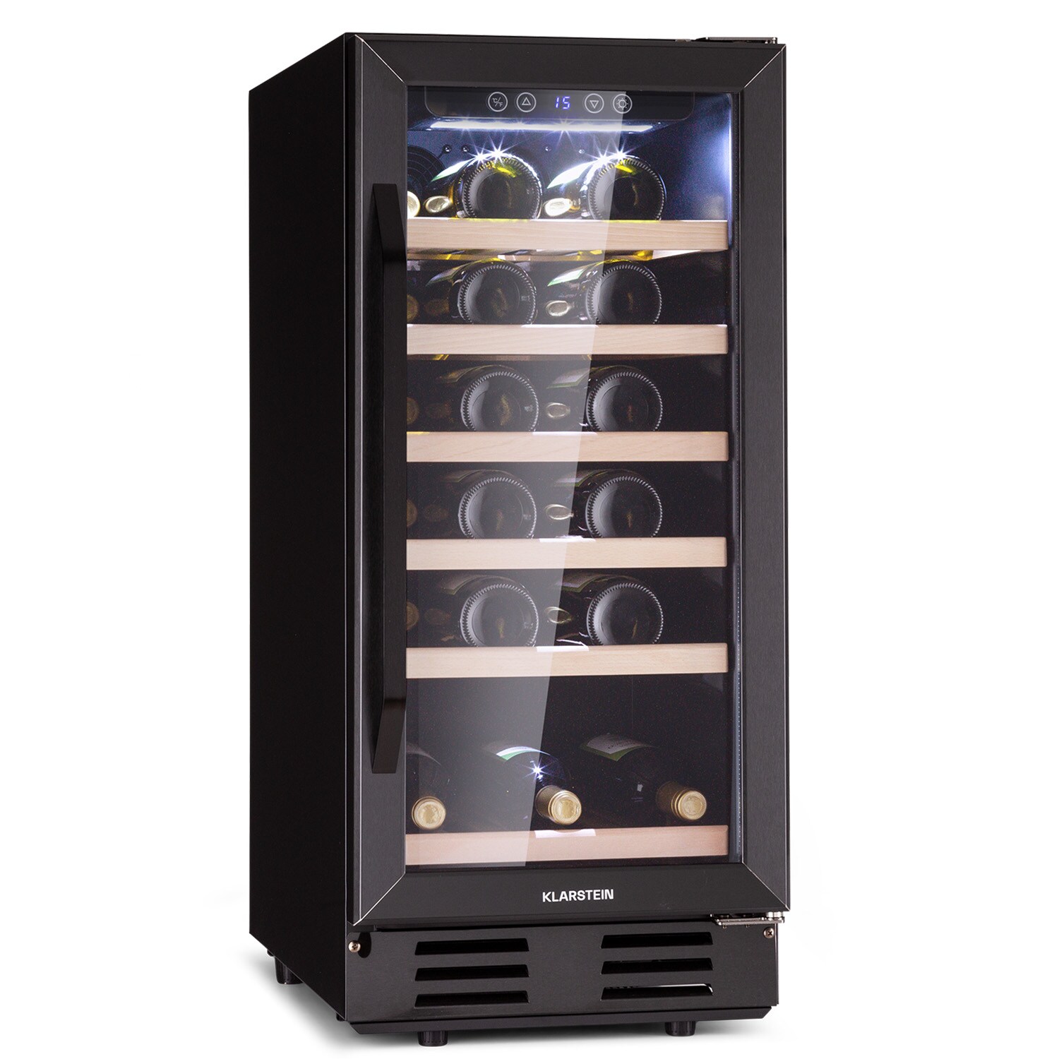 Vinovilla 29 Built-In Weink&uuml;hlschrank 81 l / 29 Fl. 1 Zone Glast&uuml;r Edelstahl Schwarz 81 Liter / 29 Flaschen - Bild 1