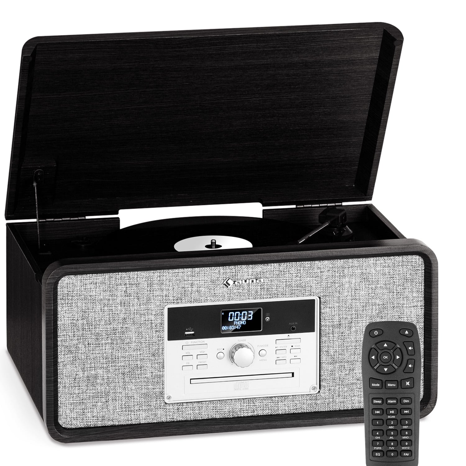 Bella Ann Stereoanlage Plattenspieler Radio DAB+/UKW USB Bluetooth Schwarz - Bild 1