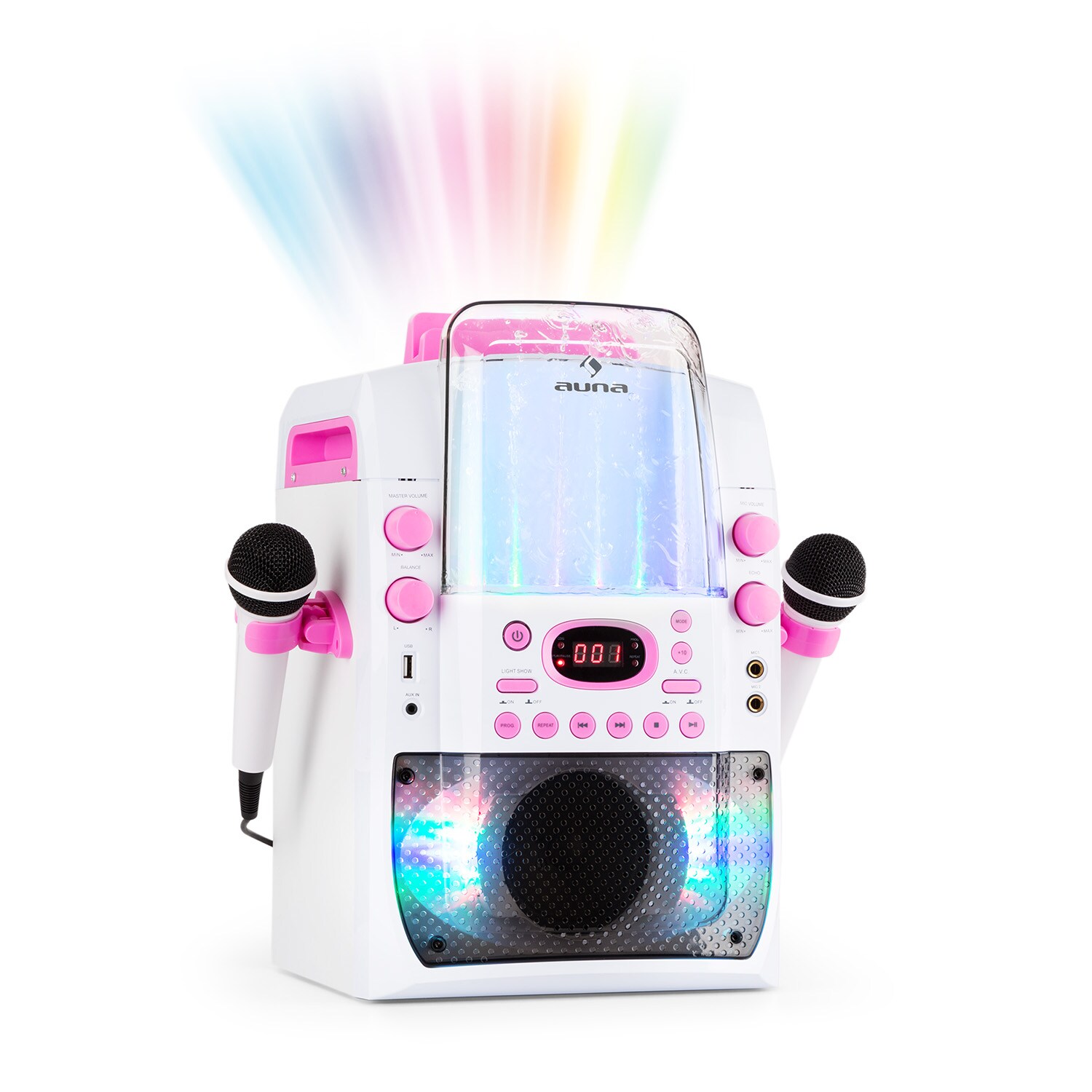 Kara Liquida BT Karaoke-Anlage Lichtshow Wasserfont&auml;ne Bluetooth Pink - Bild 1