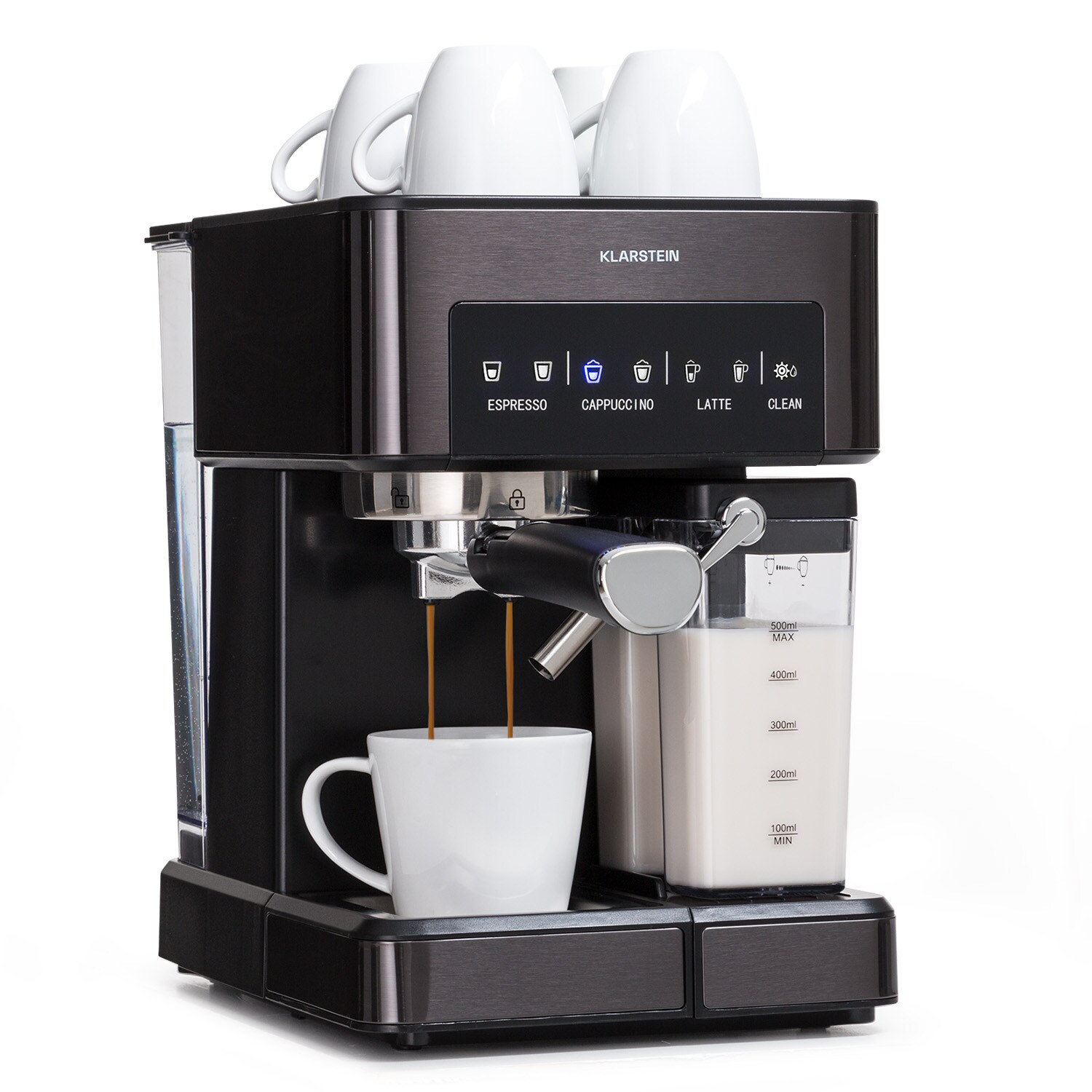 Arabica Comfort Siebträgermaschine 1350W 20 Bar 1,8l Touch-Bedienfeld