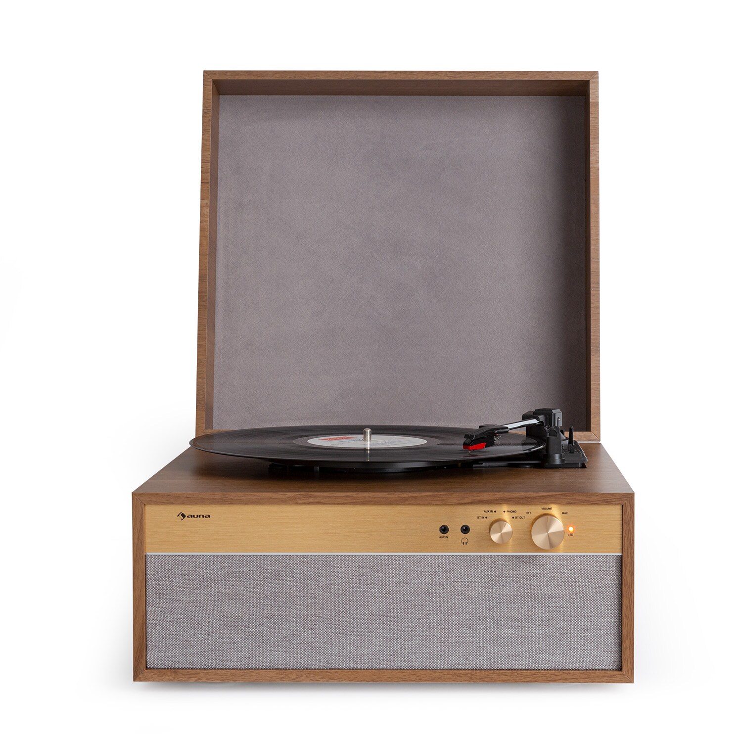 Berklee TT Case Plattenspieler Riemenantrieb 33,3 45 & 78 U/min Stereo Holz - Bild 1