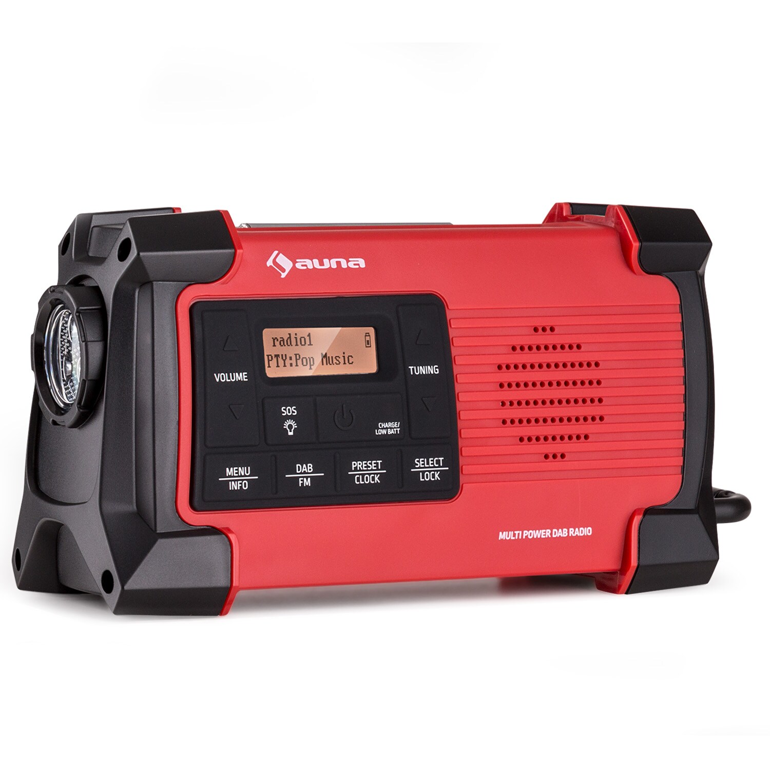 Patagonia DAB+ Outdoor-Radio DAB / DAB+ / FM Kurbelaufladung USB SOS-Alarm wasserdicht Rot