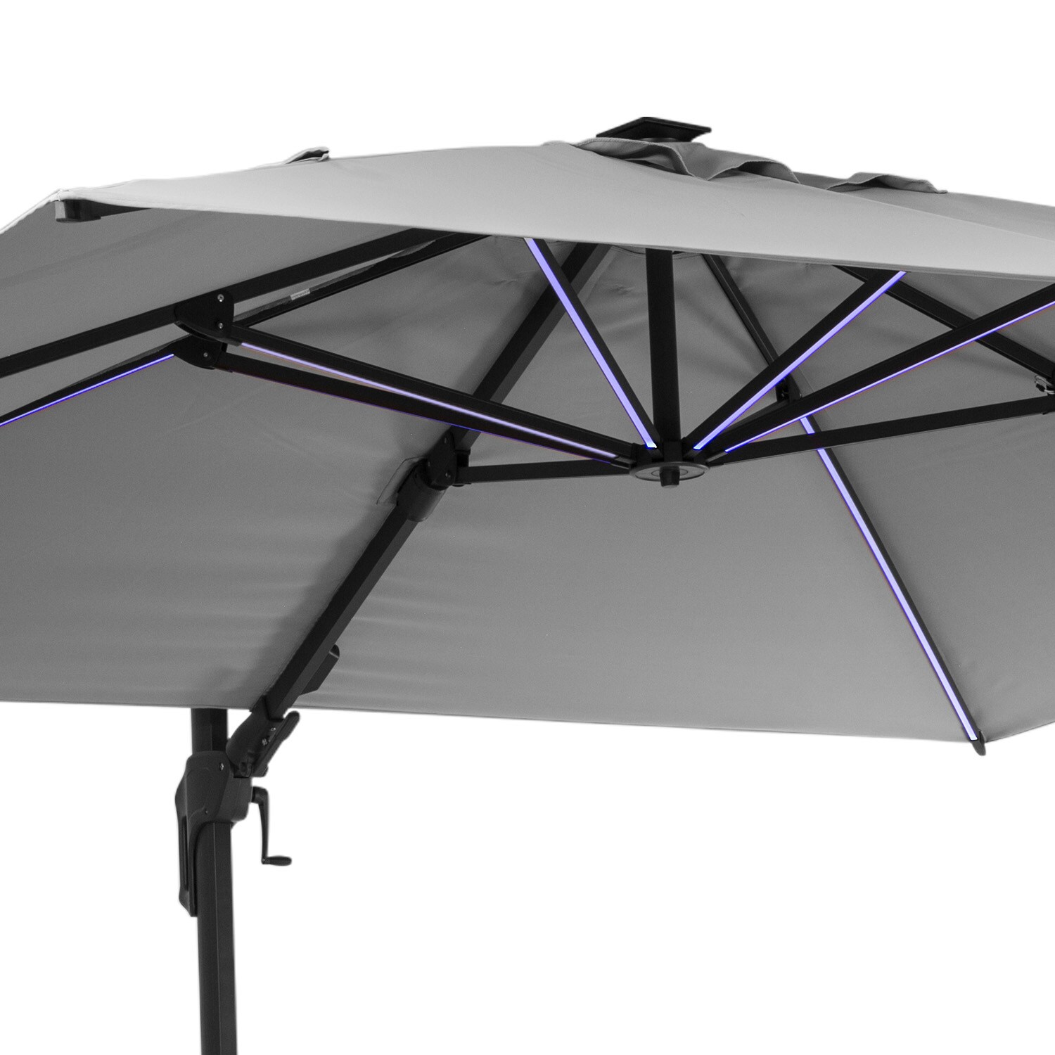 Arles Sonnenschirm 300 x 300 cm Polyester UV50+ wasserabweisend LED-Licht Anthrazit