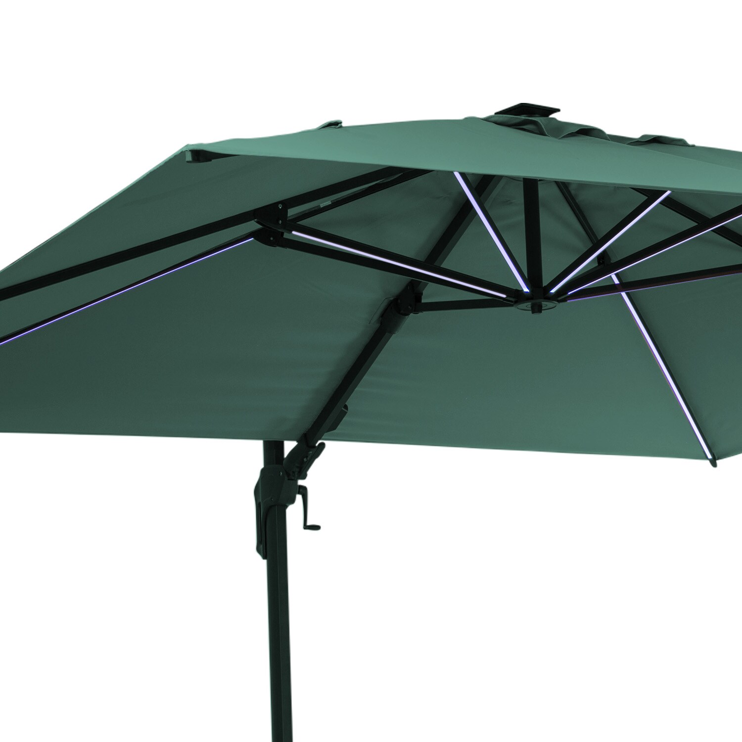 Arles Sonnenschirm 300 x 300 cm Polyester UV50+ wasserabweisend LED-Licht Dunkles Moosgr&uuml;n - Bild 1