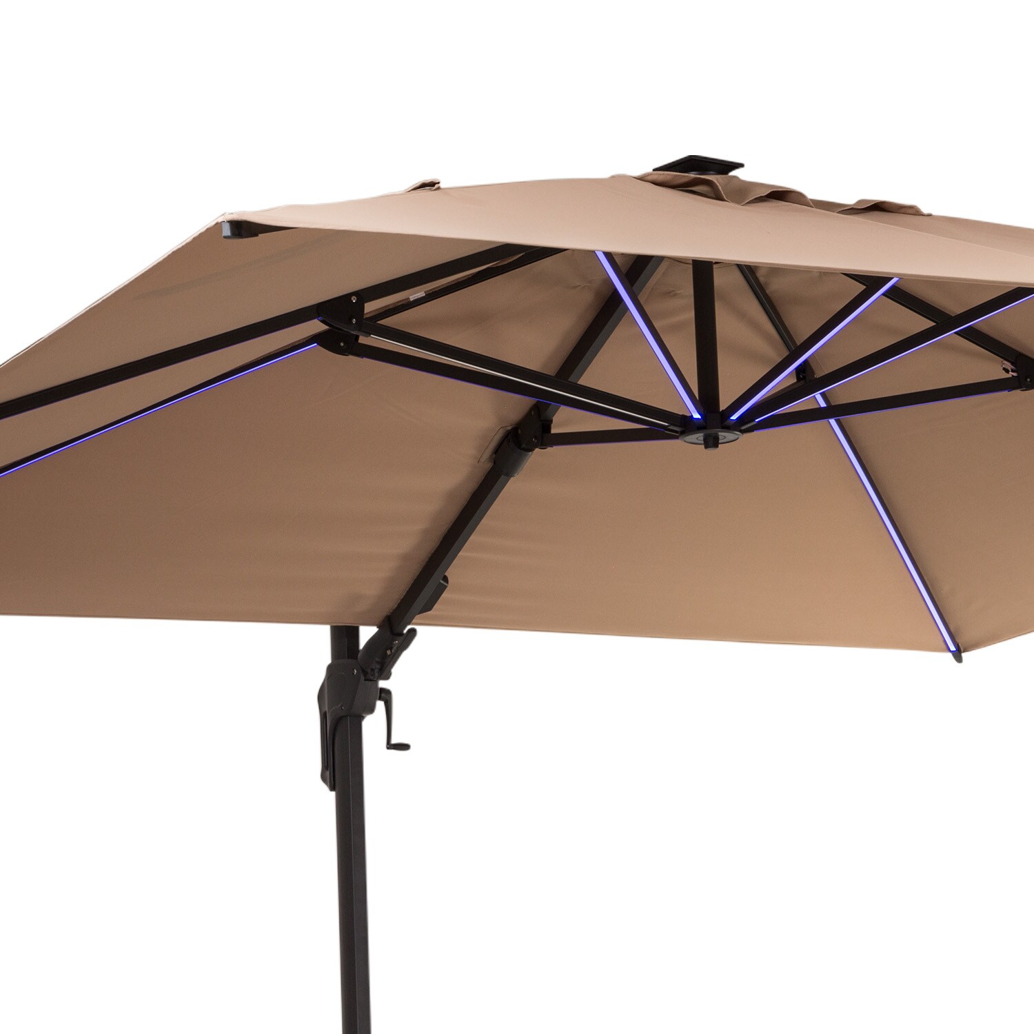 Arles Sonnenschirm 300 x 300 cm Polyester UV50+ wasserabweisend LED-Licht Helles Taupe