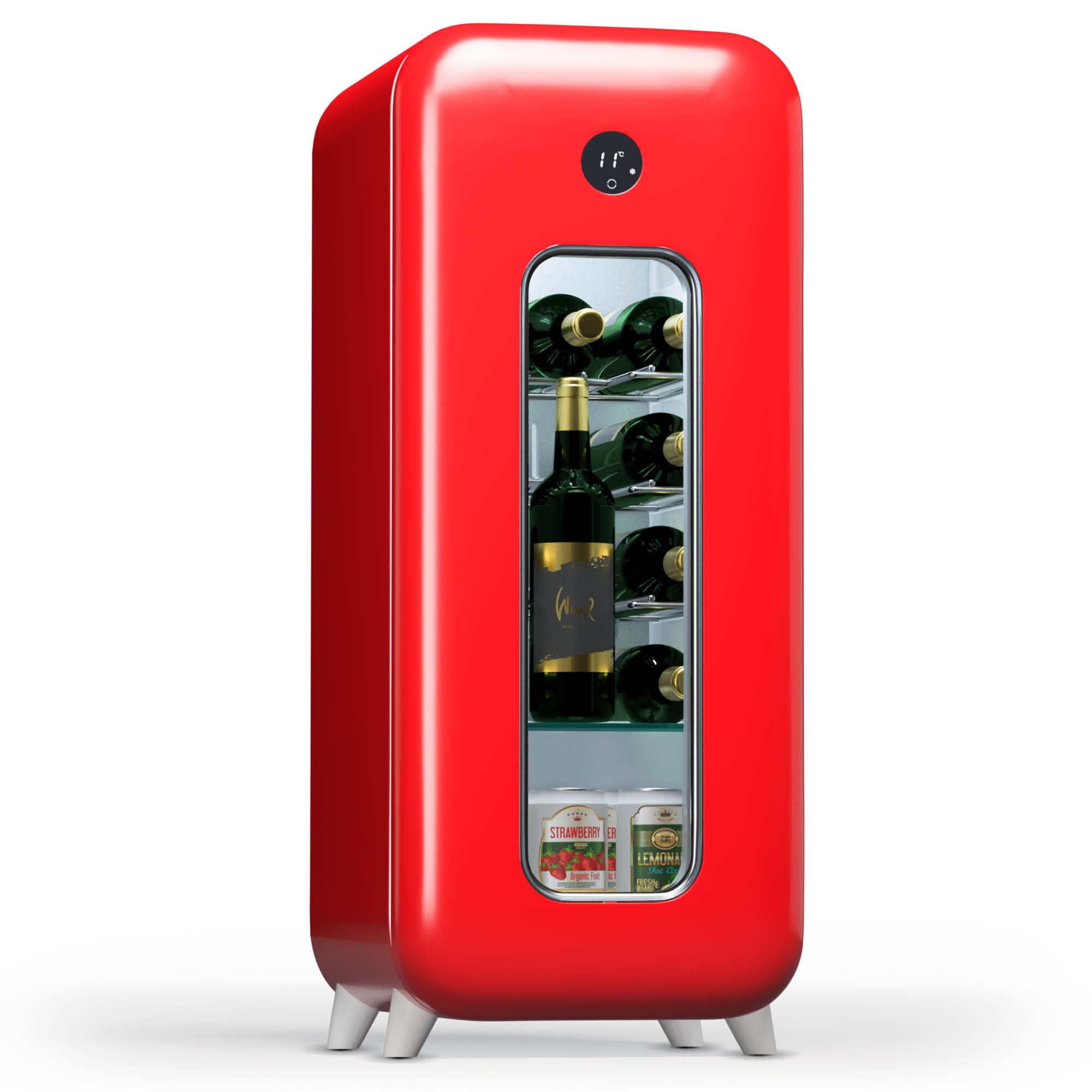 Shirley 15 Uno Weink&uuml;hlschrank 15 Flaschen 5 - 20 &deg;C Touch Retro Rot 15 Flaschen 1 K&uuml;hlzone - Bild 1