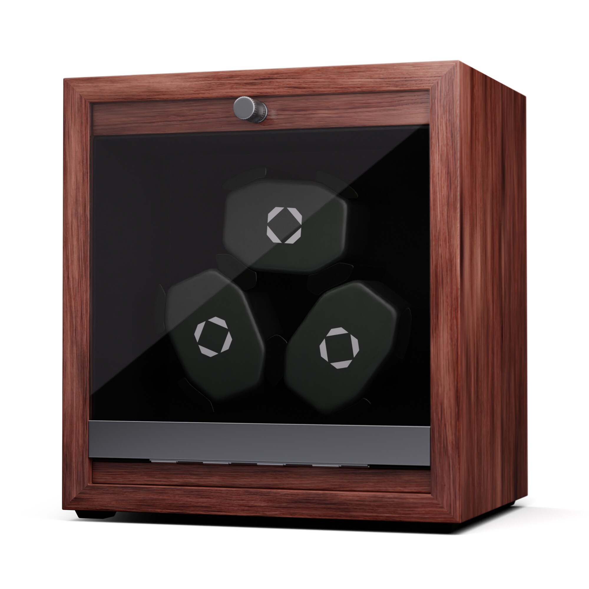 Brienz 3 Uhrenbeweger, 3 Uhren, 4 Modi, Holz-Optik, blaue   Innenbeleuchtung Walnuss - Bild 1