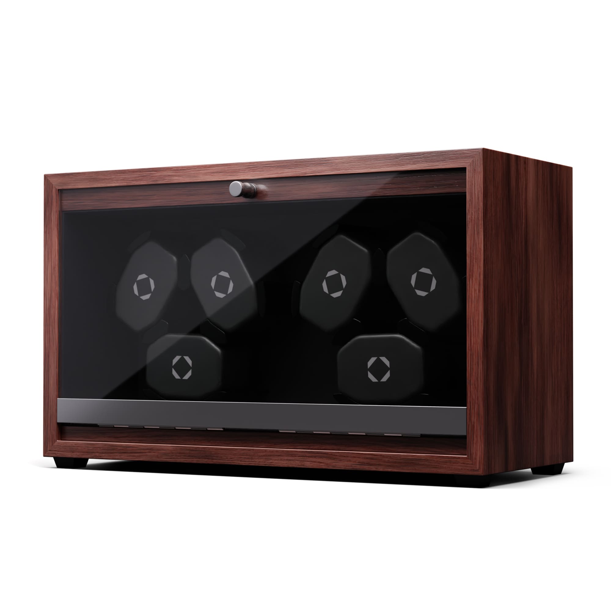 Brienz 6 Uhrenbeweger, 6 Uhren, 4 Modi, Holz-Optik, blaue   Innenbeleuchtung Walnuss - Bild 1