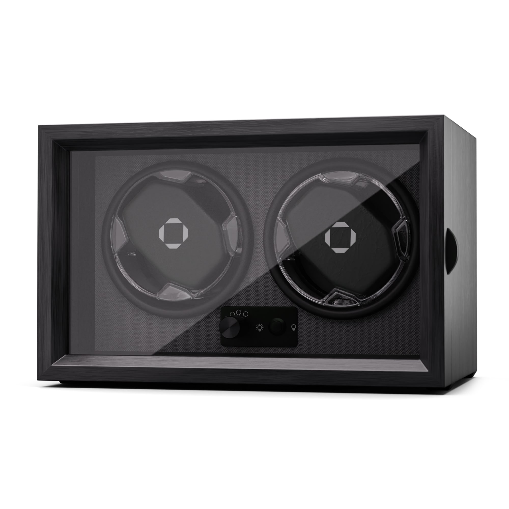 Brienz 2 Uhrenbeweger, 2 Uhren, 4 Modi, Holz-Optik, blaue   Innenbeleuchtung Schwarz - Bild 1