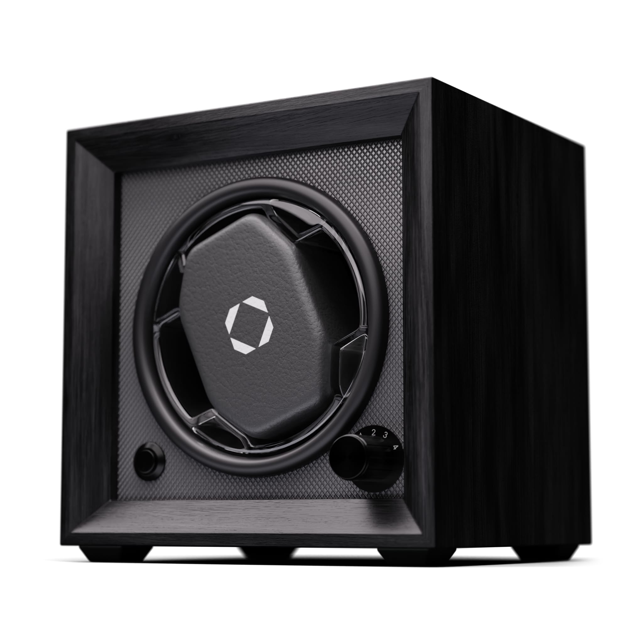 Brienz 1 Uhrenbeweger, 1 Uhr, 4 Modi, Holz-Optik, blaue   Innenbeleuchtung Schwarz - Bild 1