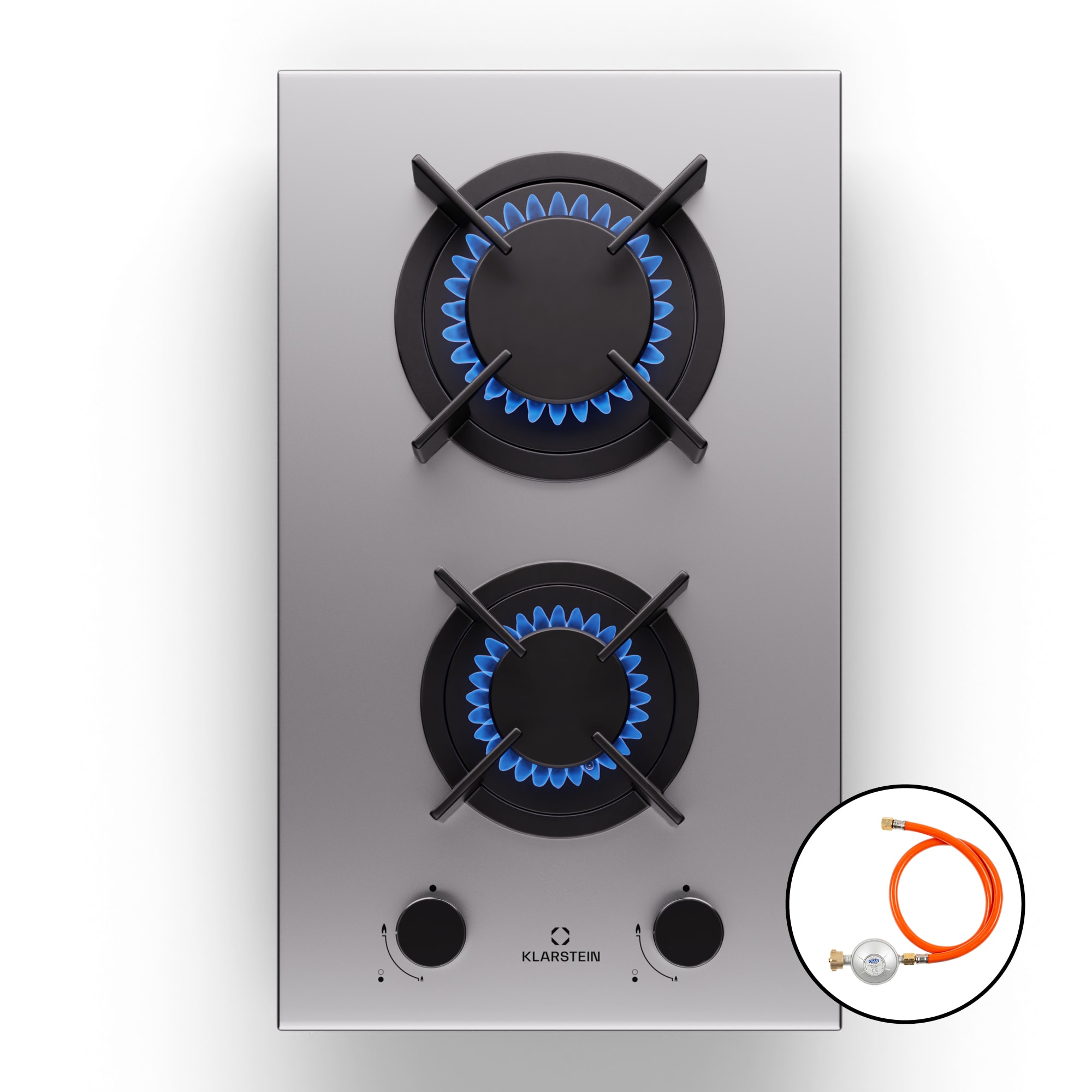 Goldflame Gaskochfeld 2-flammig Messing-Brenner Edelstahl - Bild 1