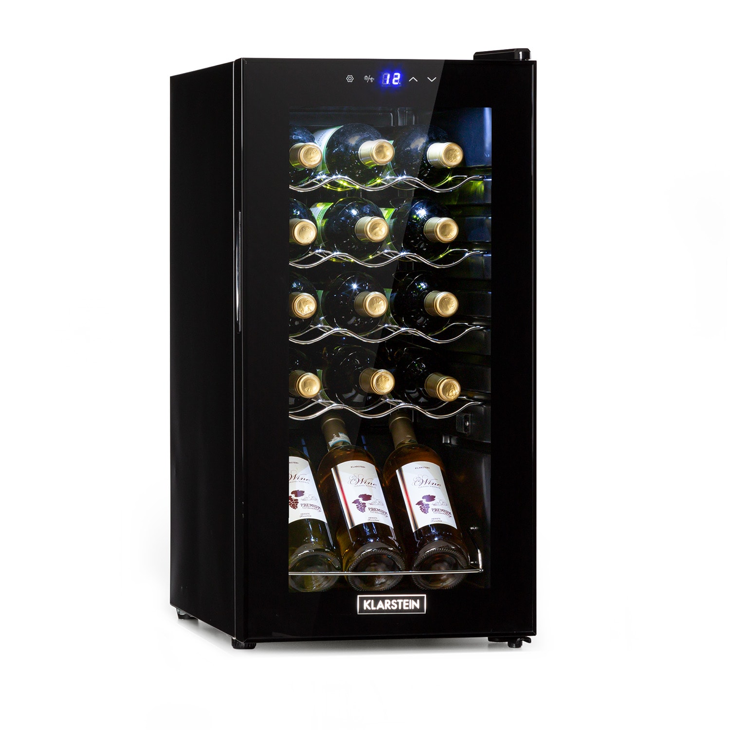 Shiraz 15 Slim Uno Weink&uuml;hlschrank 44l Touch-Bedienfeld 5-18&deg;C Schwarz 15 Flaschen 1 K&uuml;hlzone - Bild 1