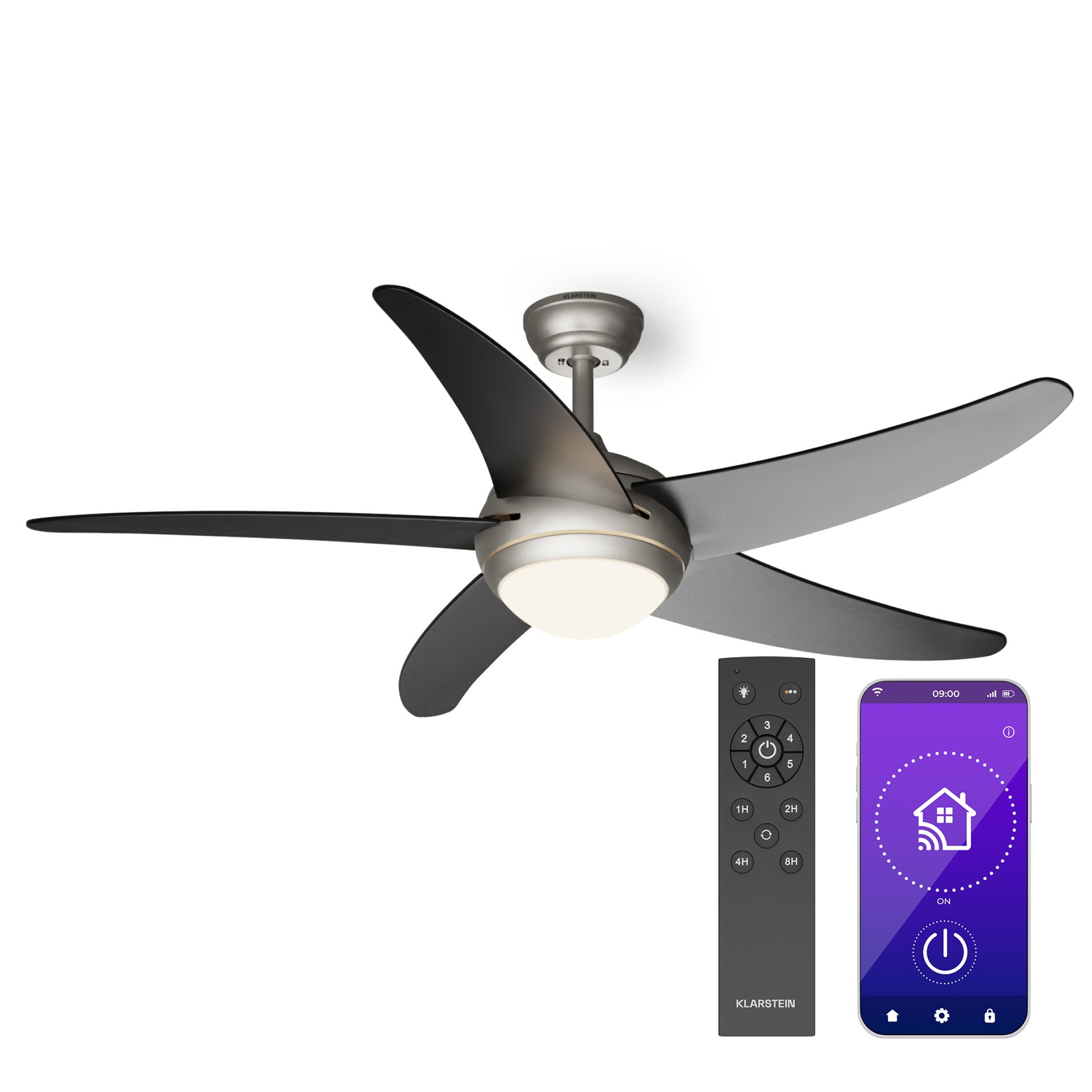 Bolero 2-in-1-Deckenventilator 132cm Leuchte 55W Fernbedienung App-Steuerung 2 Laufrichtungen | 04060656528866