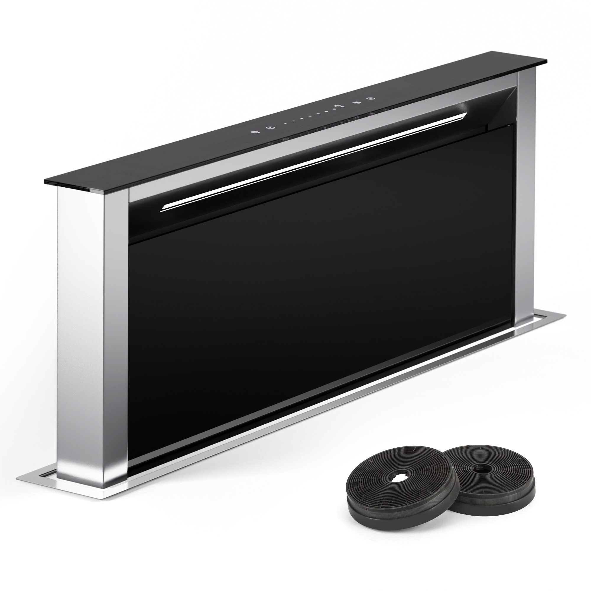 Royal Flush Eco 75 Dunstabzugshaube 75 cm 650 m&sup3;/h EEK A++ inkl. Aktivkohlefiltern Edelstahl Schwarz - Bild 1