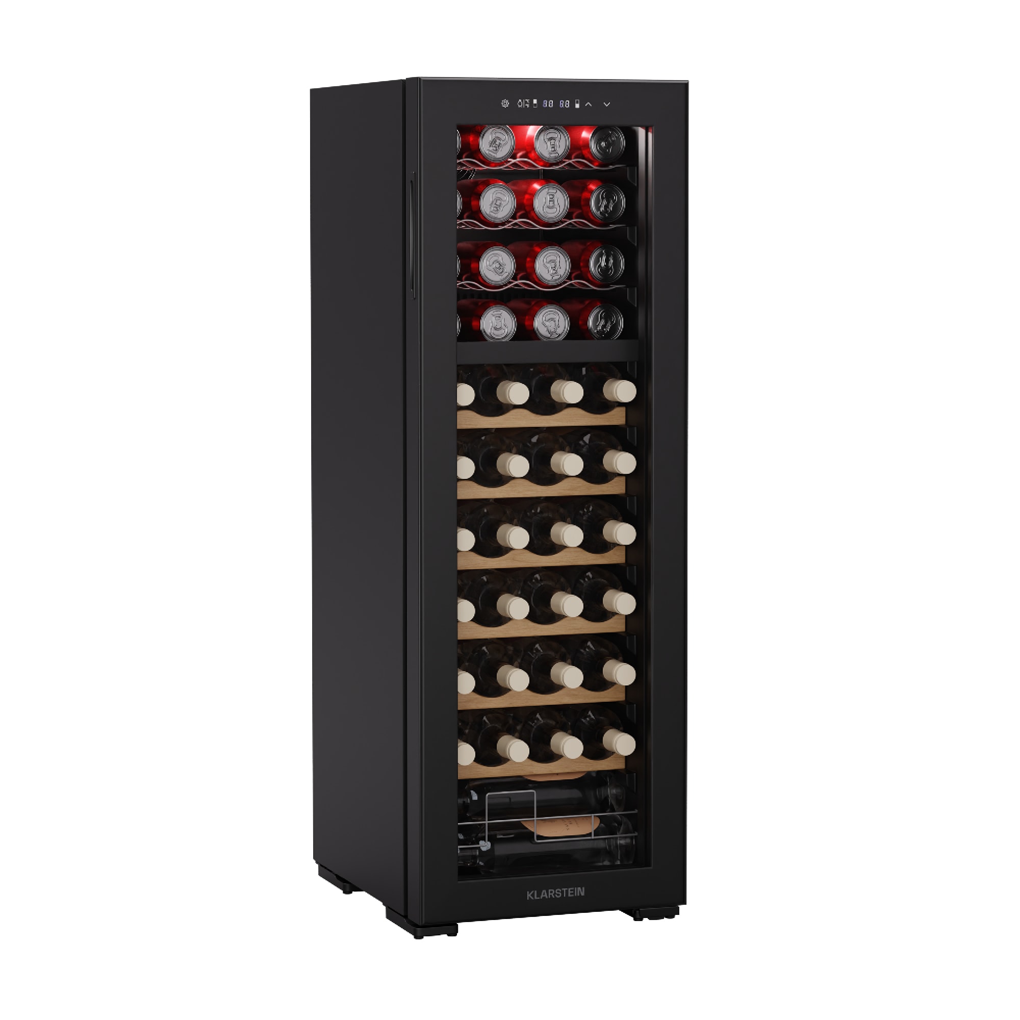 Bovella 44 Duo+ Weink&uuml;hlschrank | 2-in-1 | 44 Flaschen | 2 Zonen | 9 Regale | Touch Schwarz 44 Flaschen 2 K&uuml;hlzonen - Bild 1