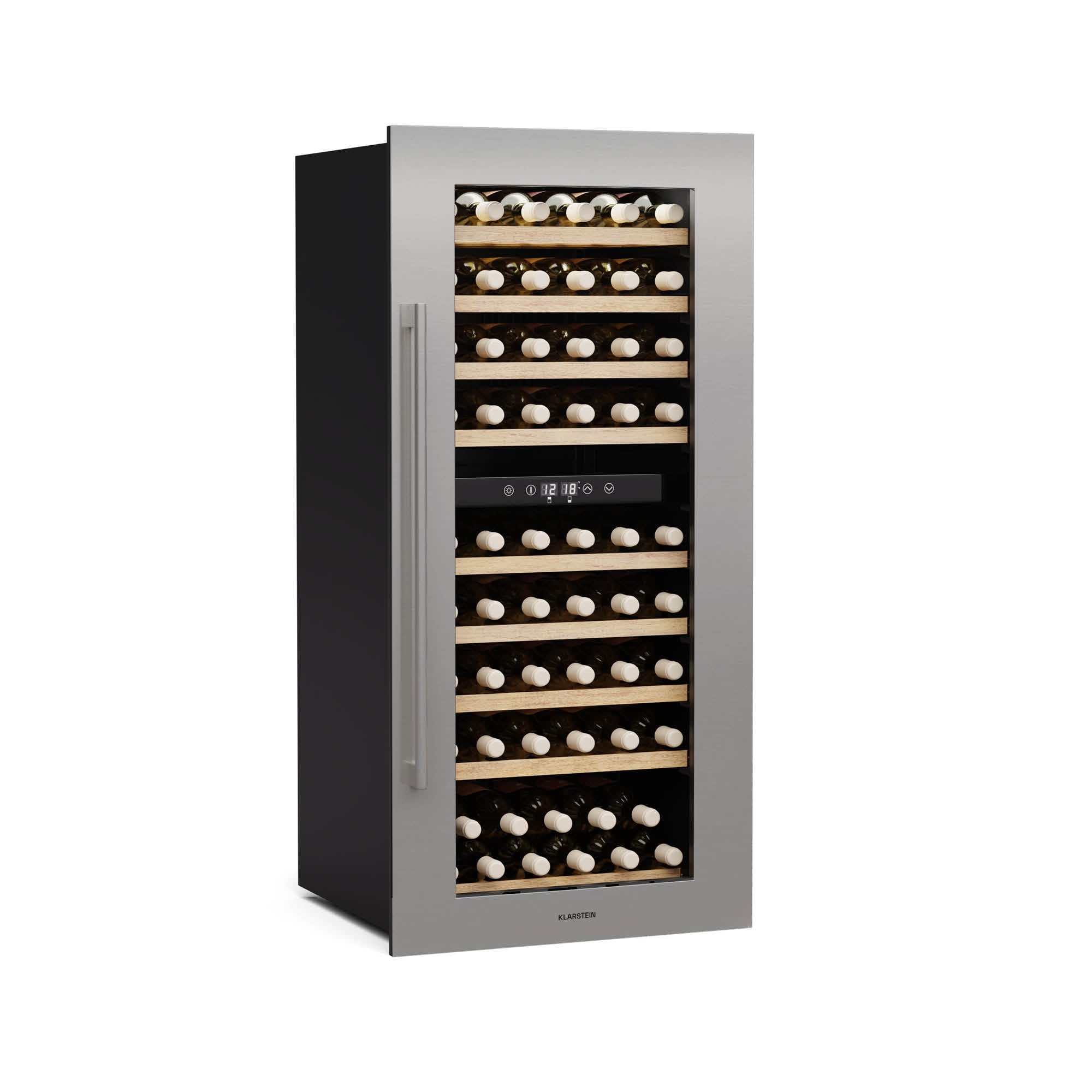 Weink&uuml;hlschrank Vinsider Duo | 79 Flaschen | 2 K&uuml;hlzonen | UV-Schutz | 9 Regale | Touch Edelstahl 79 Liter 2 K&uuml;hlzonen - Bild 1