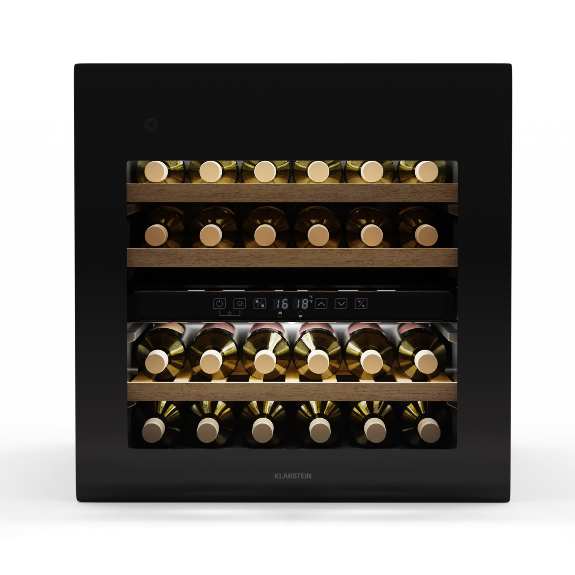 Rhone 36 Duo Weink&uuml;hlschrank | 36 Flaschen | LED-Steuerung | Push-to-Open | leise Schwarz 36 Flaschen 2 K&uuml;hlzonen - Bild 1