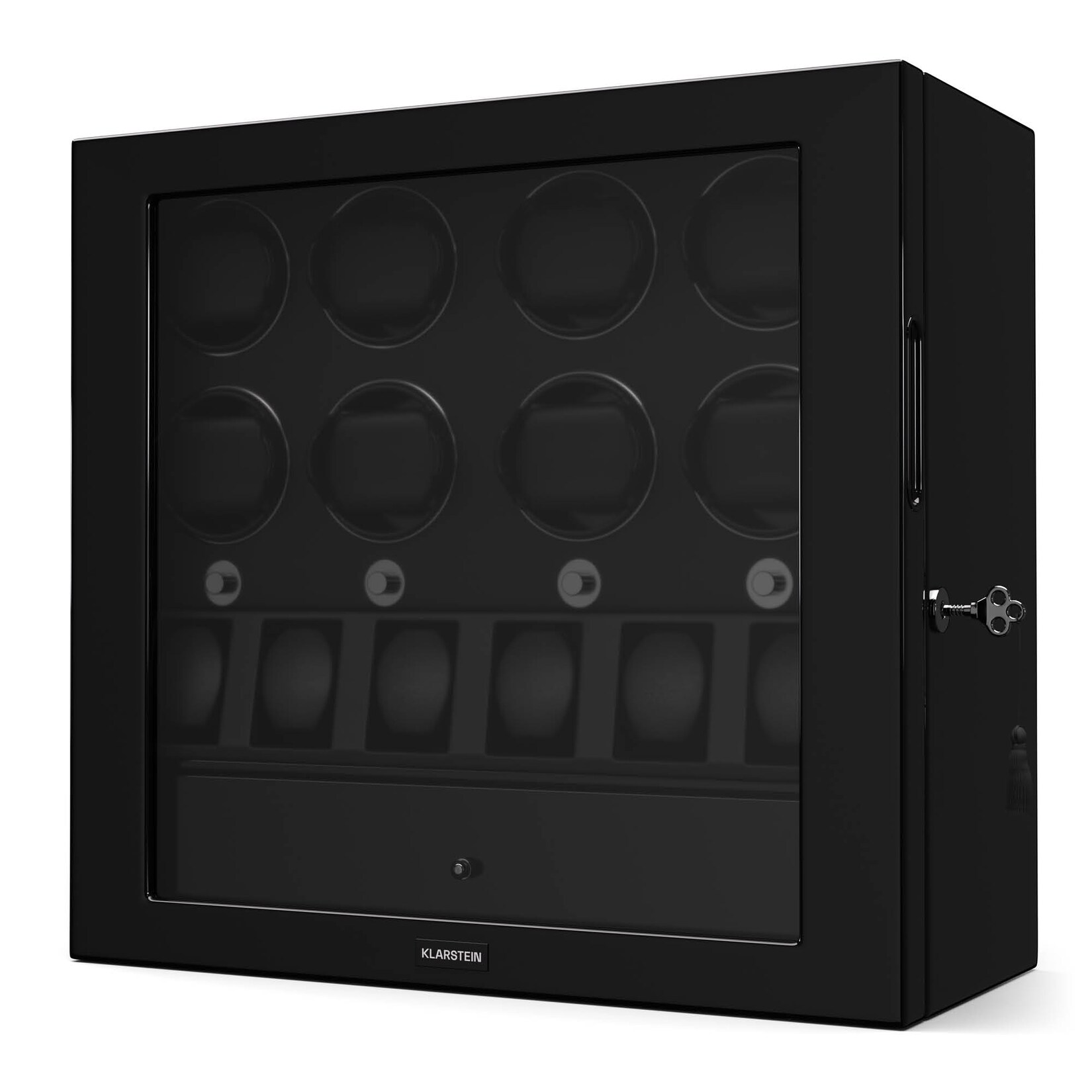 ChronoVault Uhrenbeweger   8+6 Uhren   vegan   Hochglanz   4 Modi   Mabuchi Motor   LED   Schublade Schwarz | 04060656532627