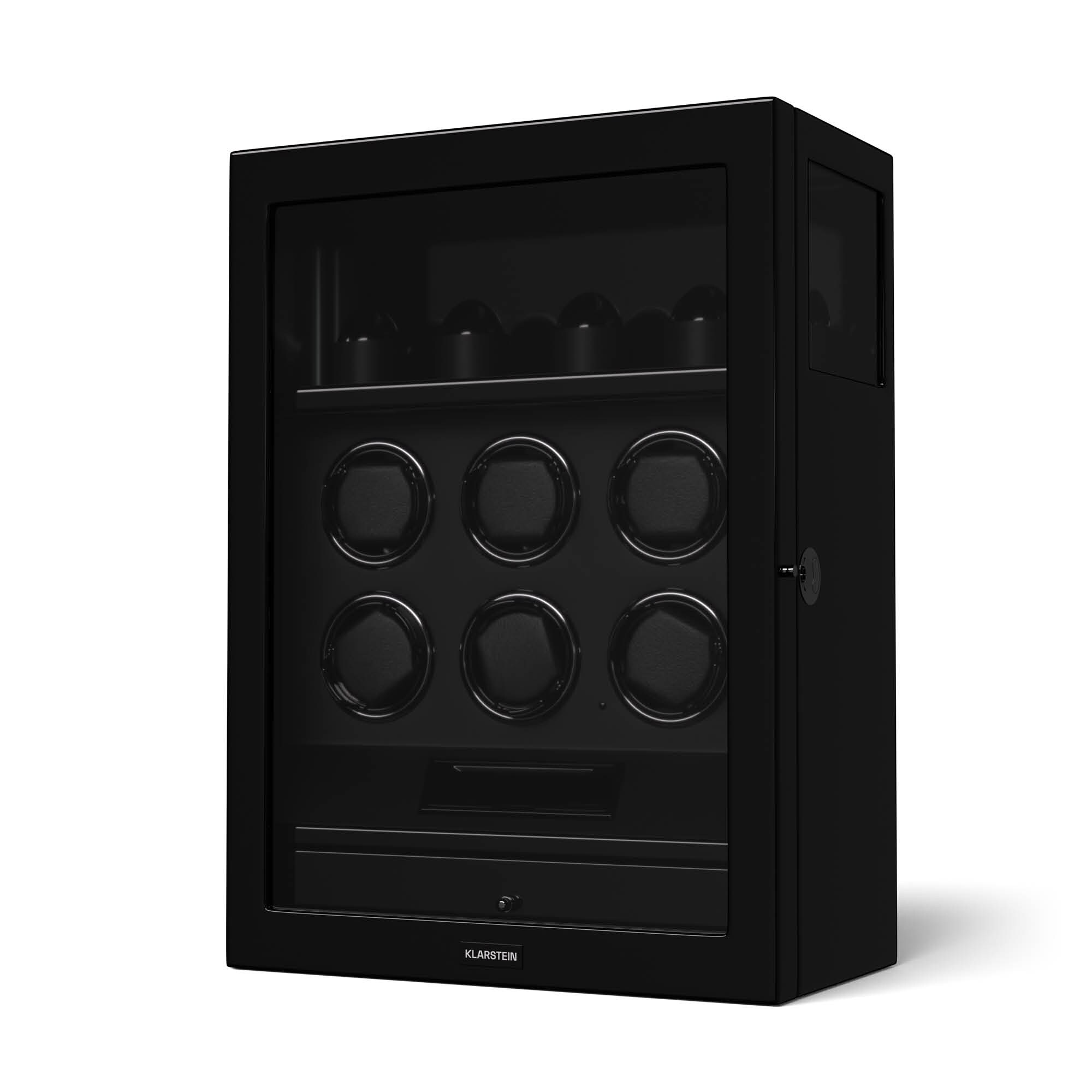 SecureTouch Uhrenbeweger | 6+4 Uhren | Mabuchi Motor | Klavierlack | 41 Modi | Schloss | LEDs Schwarz - Bild 1