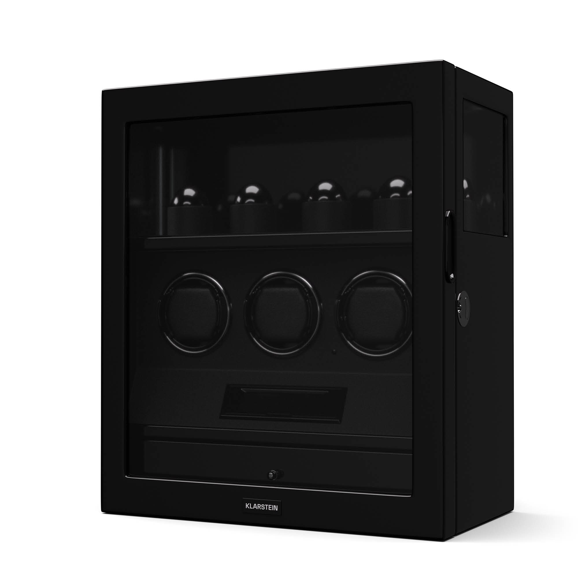 SecureTouch Uhrenbeweger | 3+4 Uhren | Mabuchi Motor | Klavierlack | 41 Modi | Schloss | LEDs Schwarz - Bild 1