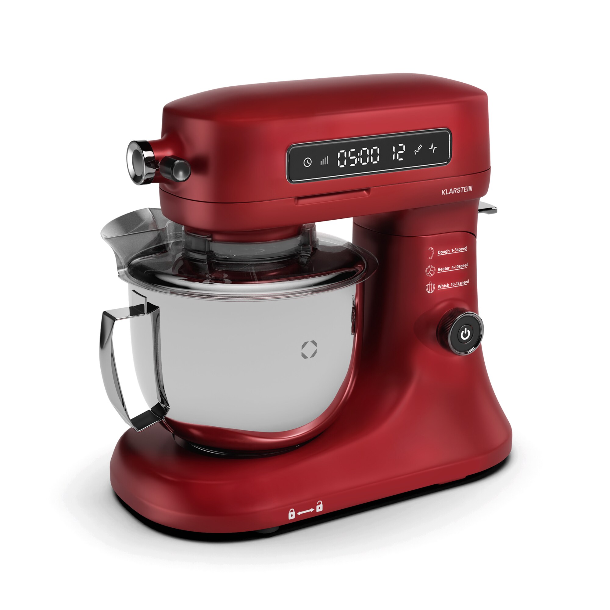 Chiara K&uuml;chenmaschine | 1600 Watt | 12 Stufen | Edelstahlsch&uuml;ssel | LCD-Display | inkl. Zubeh&ouml;r Rot - Bild 1