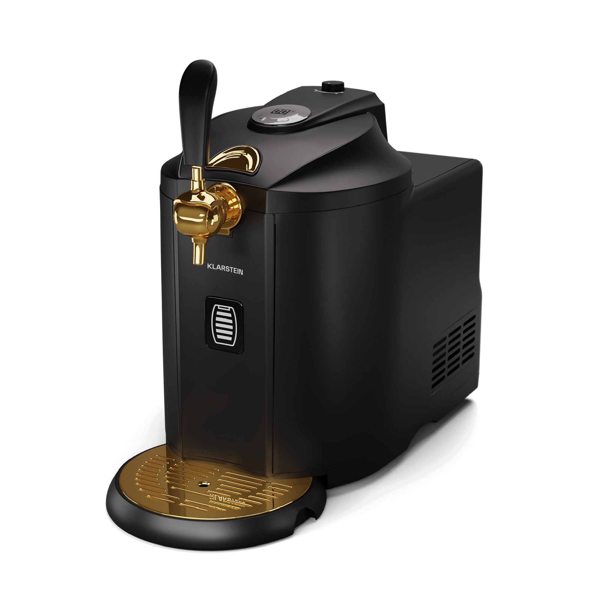 Beerkules Bierzapfanlage | f&uuml;r 5L-F&auml;sser | K&uuml;hlkompressor | LED-Display | 6 Temperaturstufen Schwarz/Antik-Gold-Metallic - Bild 1