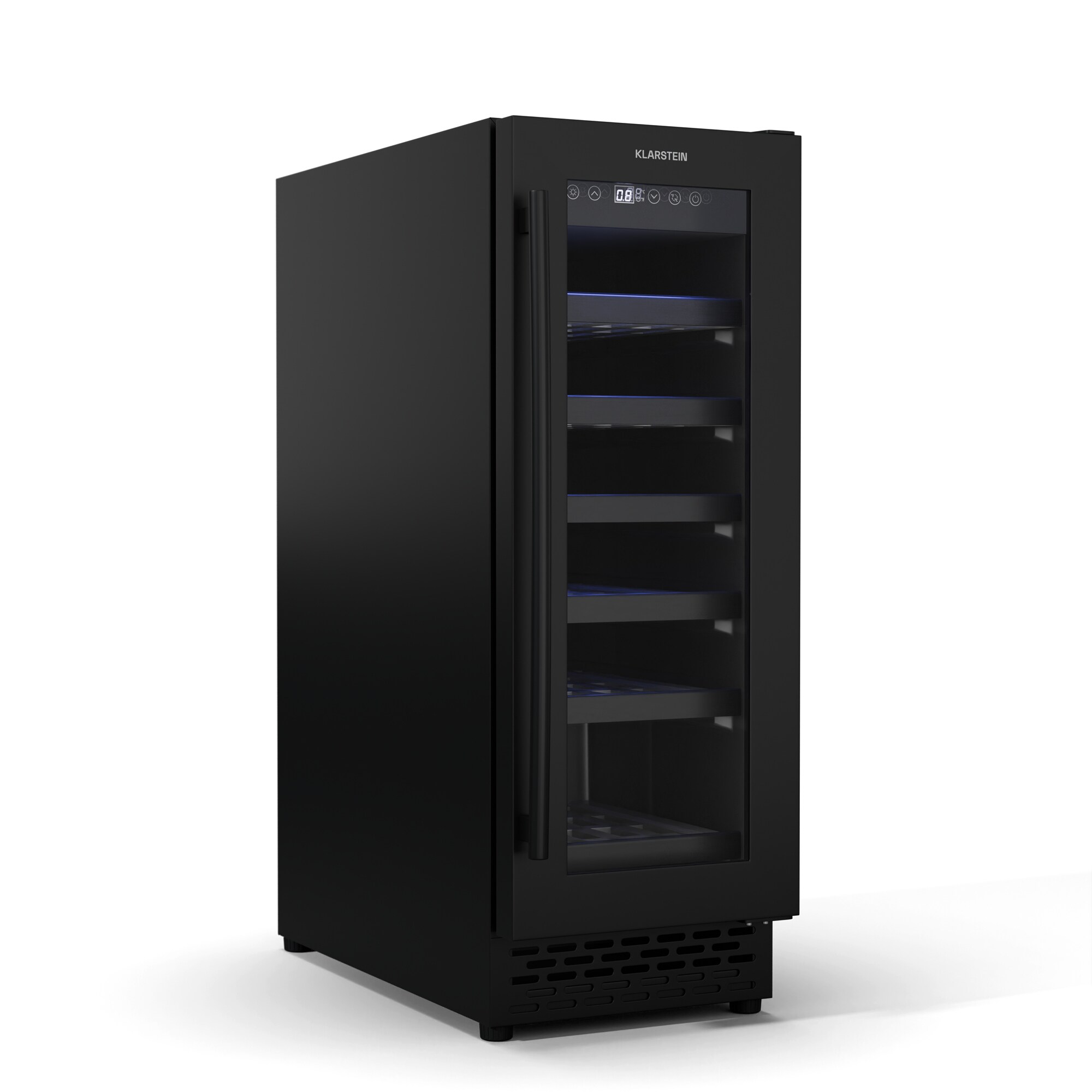Vinovilla 18 Uno Weink&uuml;hlschrank | 1 K&uuml;hlzone | 18 Flaschen | Holzregale | 5-18 &deg;C Matt-Schwarz 18 Flaschen 1 K&uuml;hlzone - Bild 1