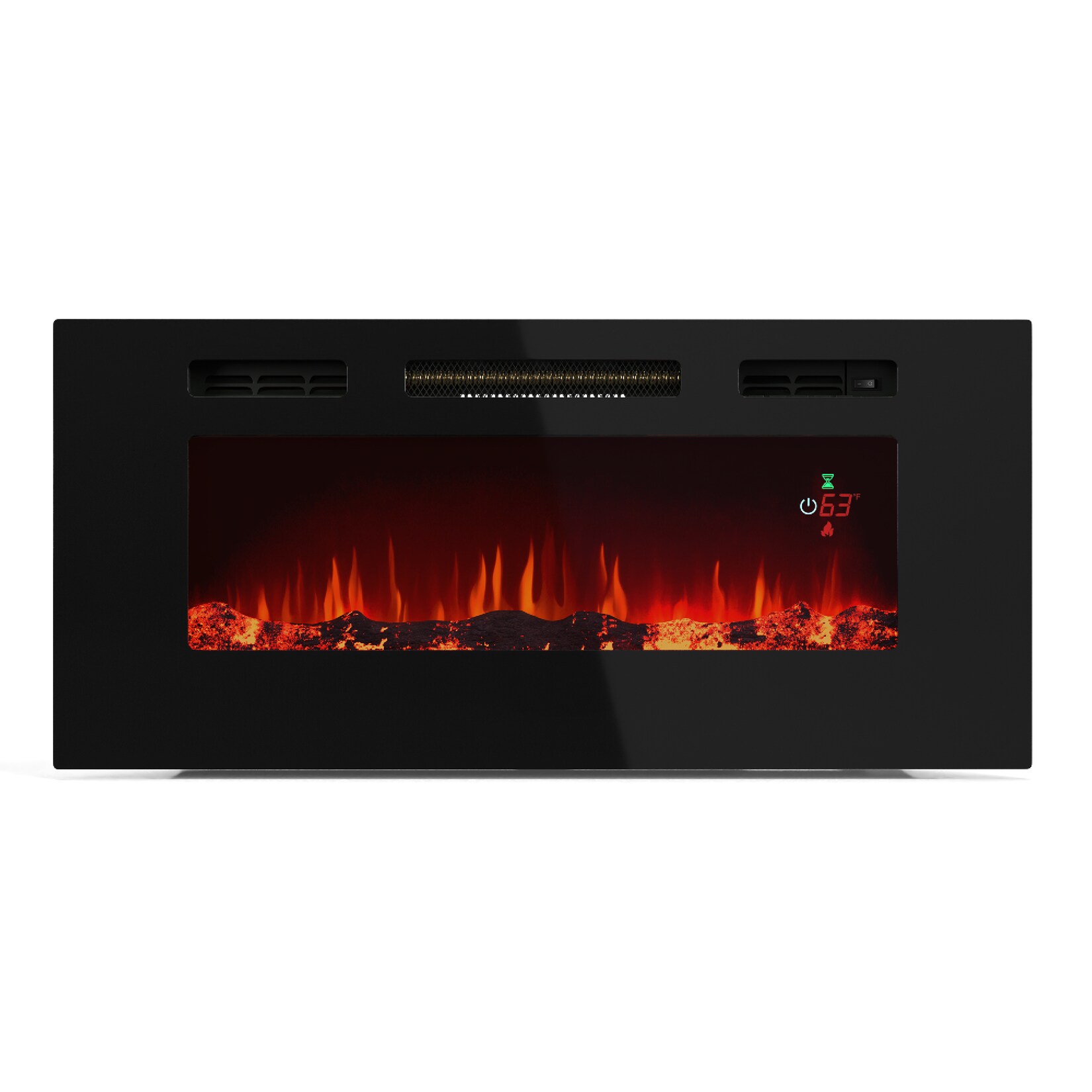 Galeras Smart Elektrokamin   2 Heizstufen   16 – 30°  LED-Flammenillusion   IOT-fähig Schwarz 102 x 47 x 13 cm