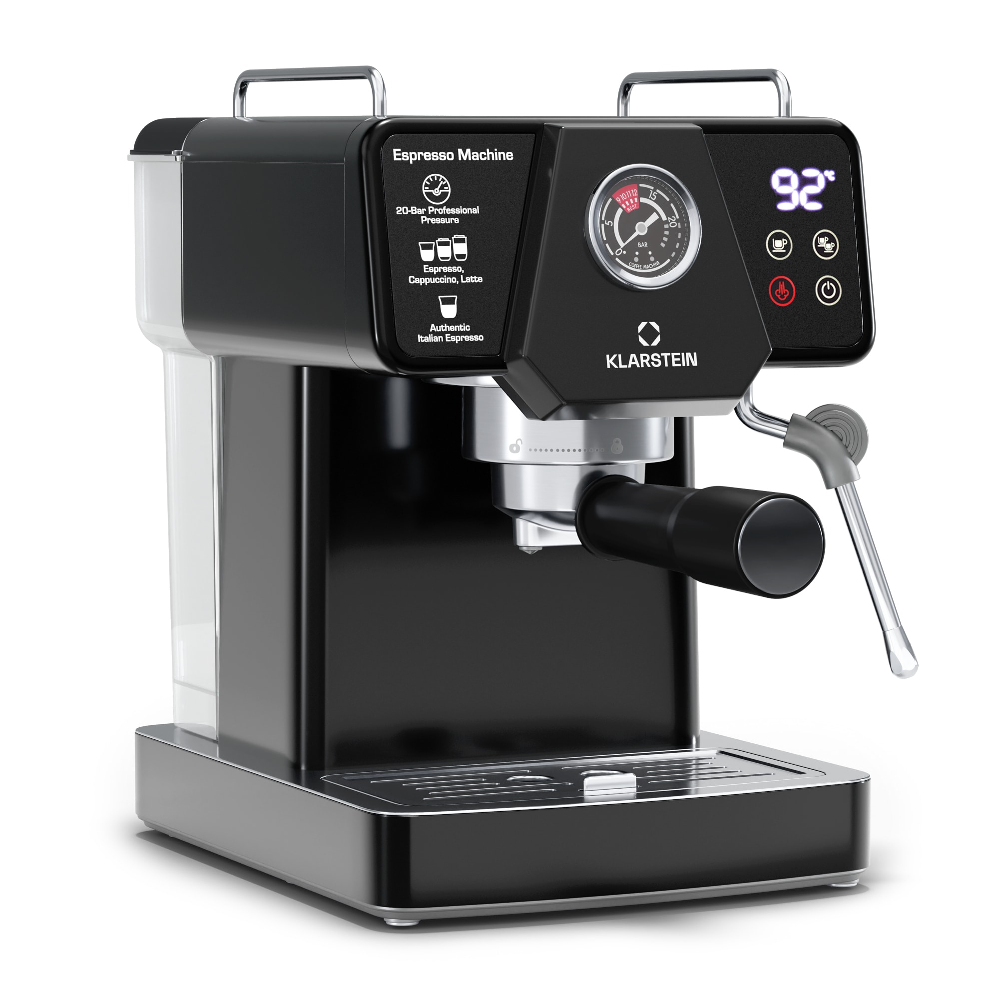Libeica Espressomaschine | 1350 W | 19 bar | Touch |  Edelstahl | Temperatur- und Druckanzeige Schwarz - Bild 1