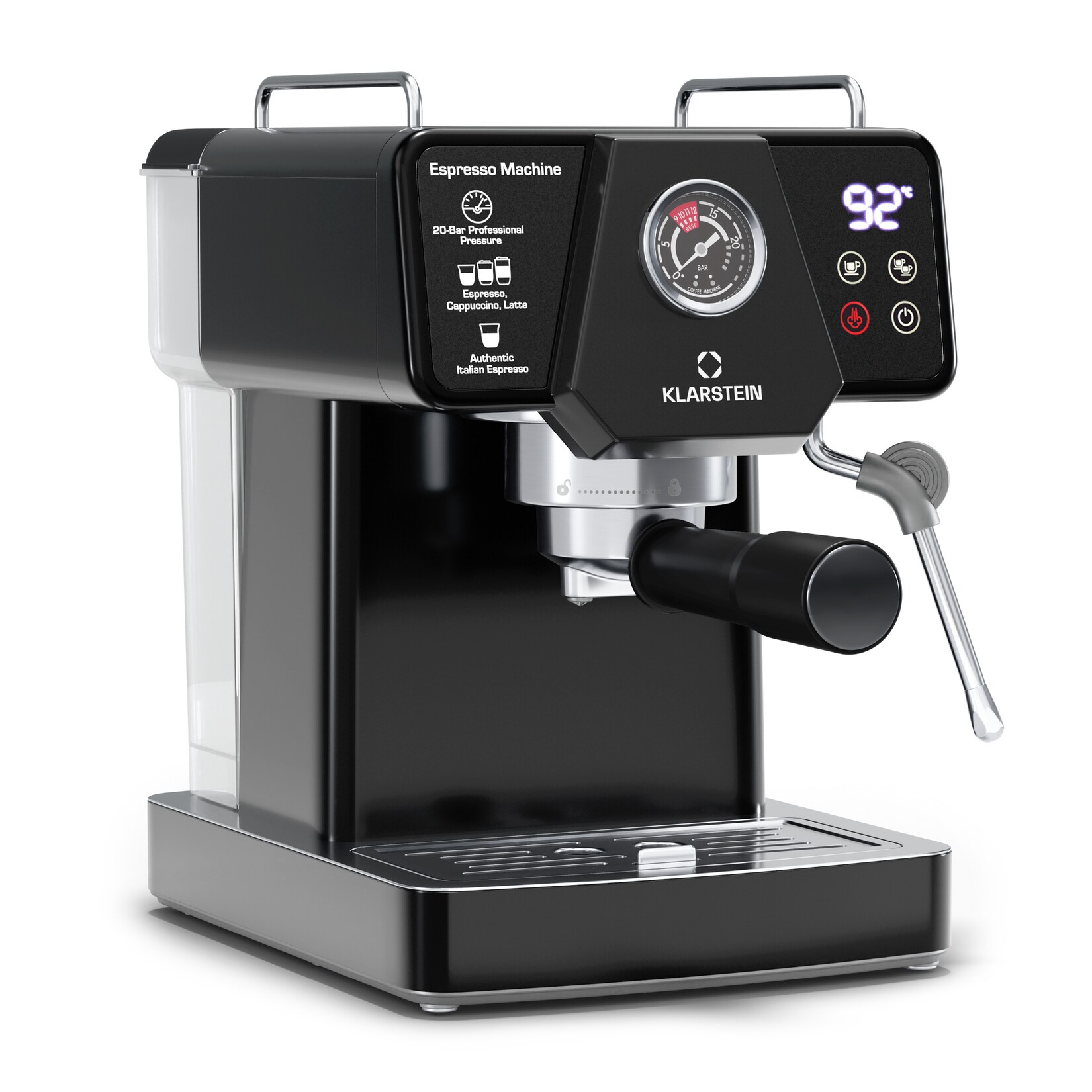 Libeica Espressomaschine   1350 W   19 bar   Touch    Edelstahl   Temperatur- und Druckanzeige Schwarz | 04060656534249