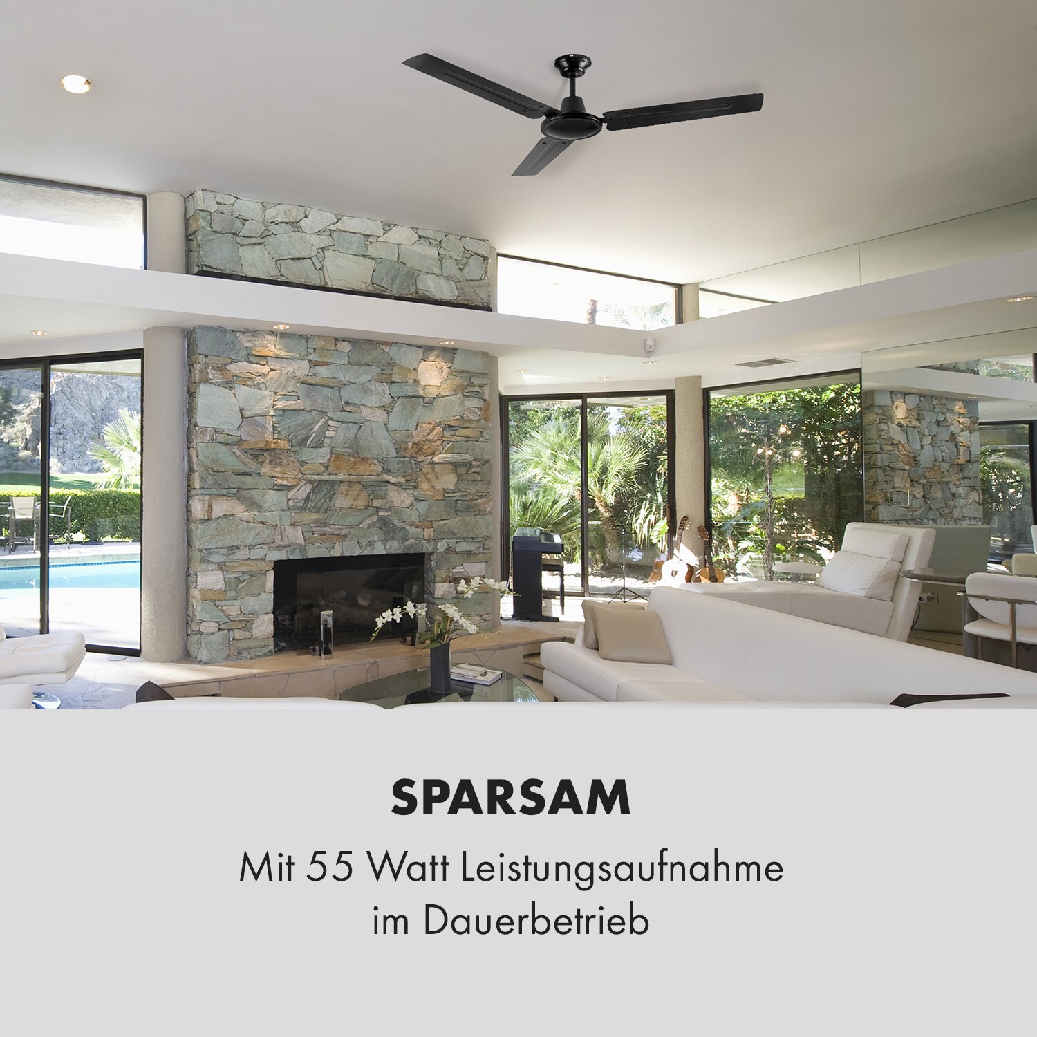 Spin Doctor Deckenventilator &Oslash;122cm 9963m&sup3;/h 56W Wandsteuerung Schwarz - Bild 1