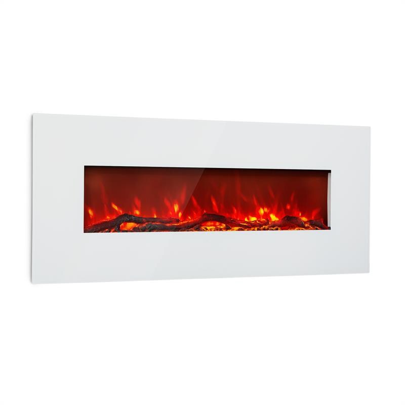 Lausanne Long Elektrischer Kamin 1600W 2 Heizstufen 128 cm Wei&szlig; - Bild 1