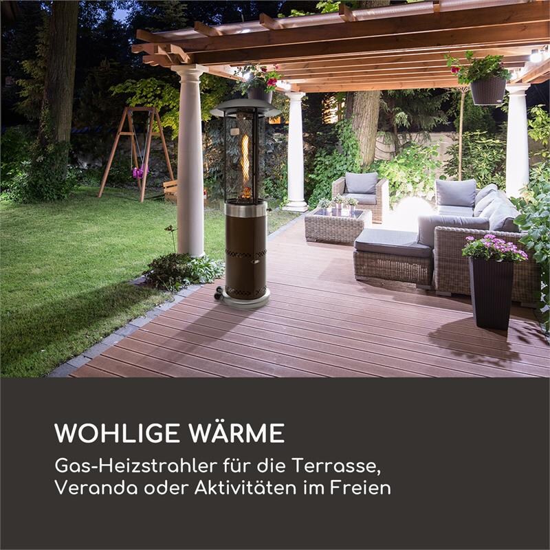 Goldflame Deluxe Terrassenheizstrahler 36.000BTU/11kW mobil Edelstahl Bronze