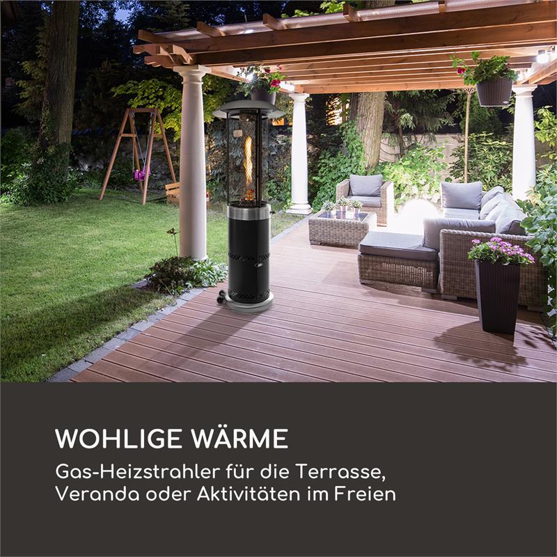 Goldflame Deluxe Terrassenheizstrahler 36.000BTU/11kW mobil Edelstahl Schwarz - Bild 1