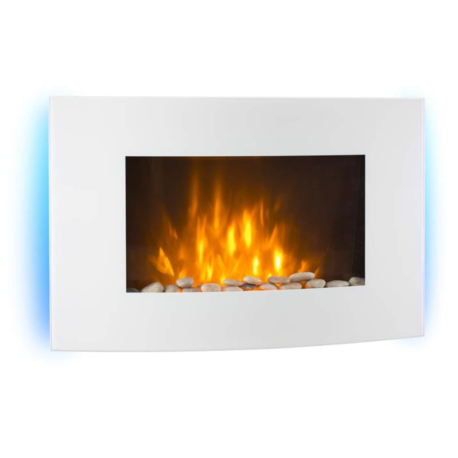 Lausanne Elektrischer Kamin 1000 oder 2000 Watt 7 verschiedene  Hintergrundfarben aus Glas Wei&szlig; - Bild 1