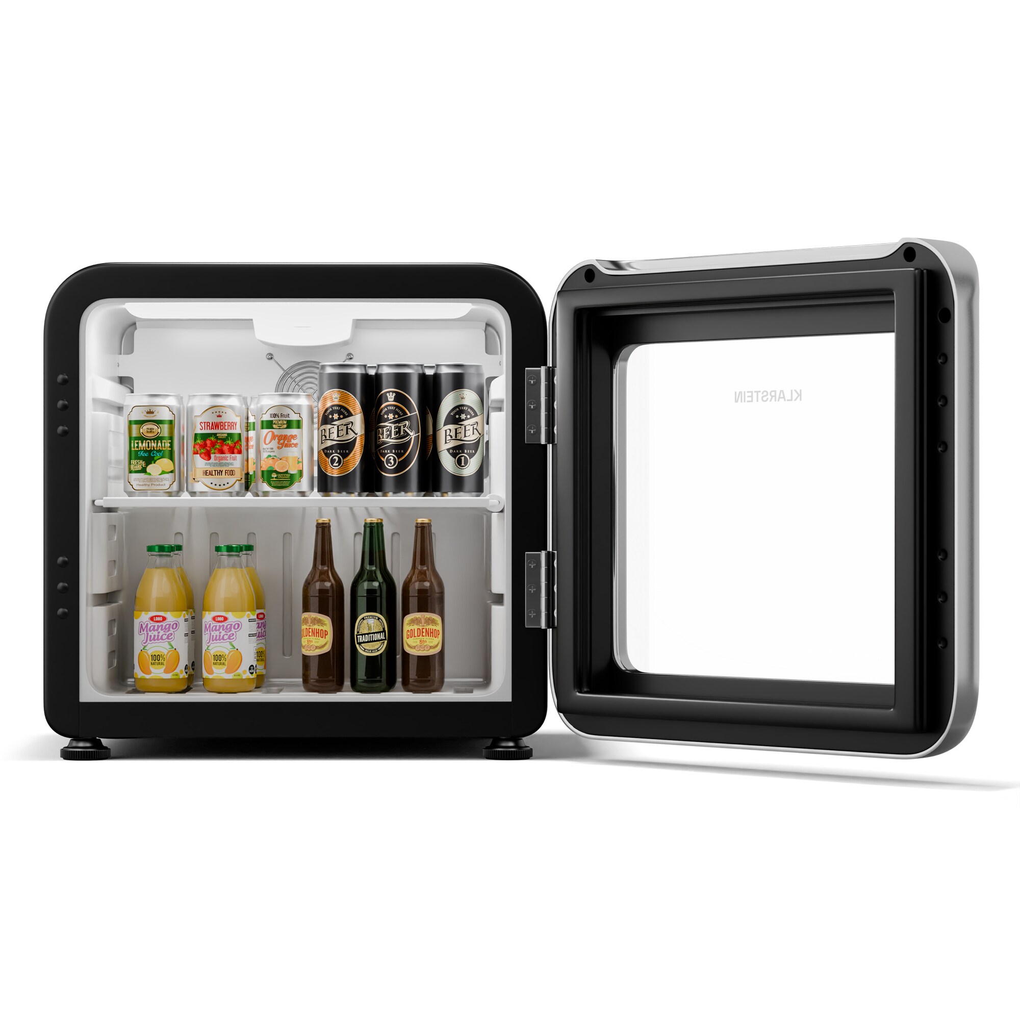 Audrey Evo Getränkekühlschrank   Retro-Design   Glastür      EEK C Silber 46 Liter