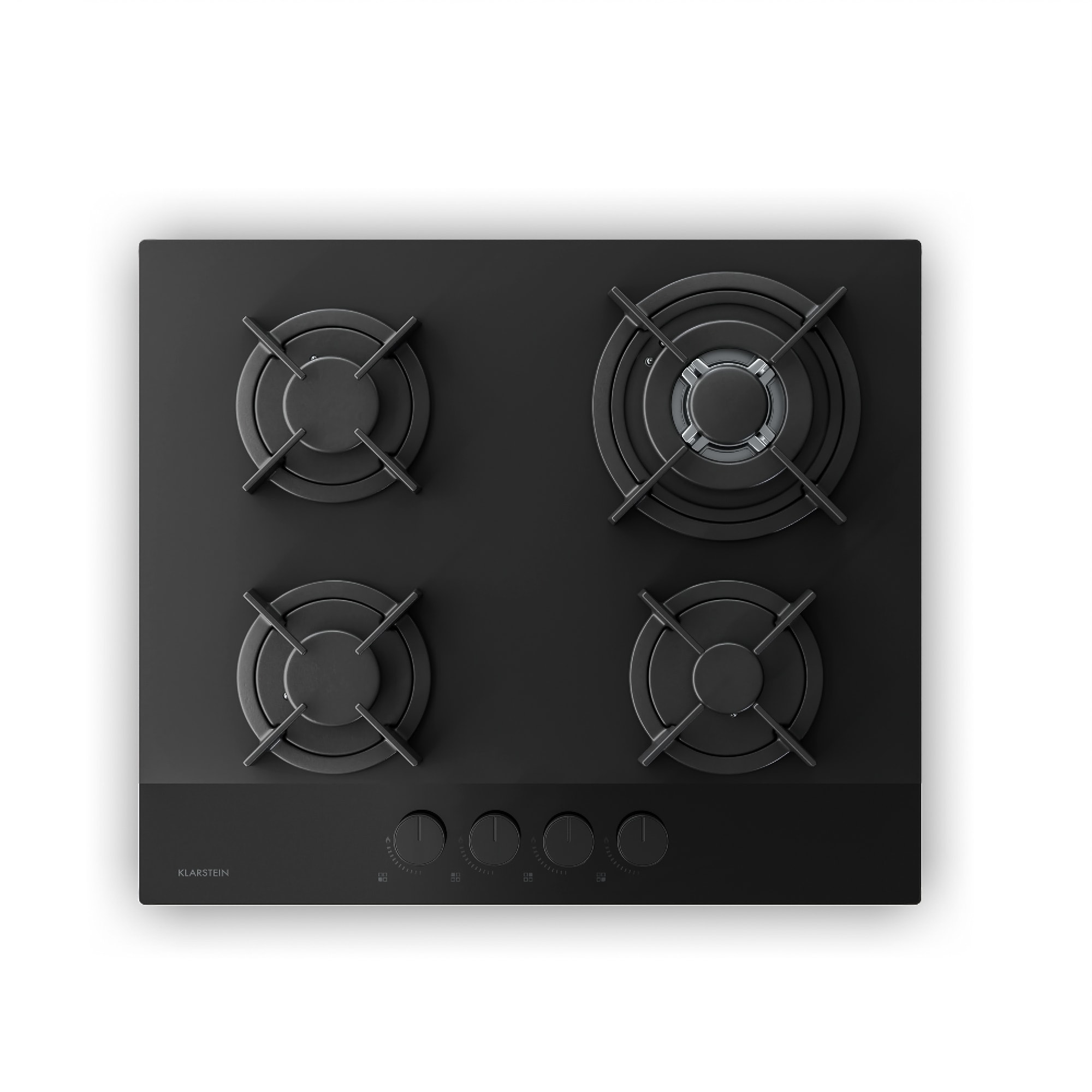 Velaire Gaskochfeld | 4-flammig mit elektrischer Z&uuml;ndung | Erdgas- und LPG-kompatibel | 8000W | 60cm Schwarz 60 cm - Bild 1