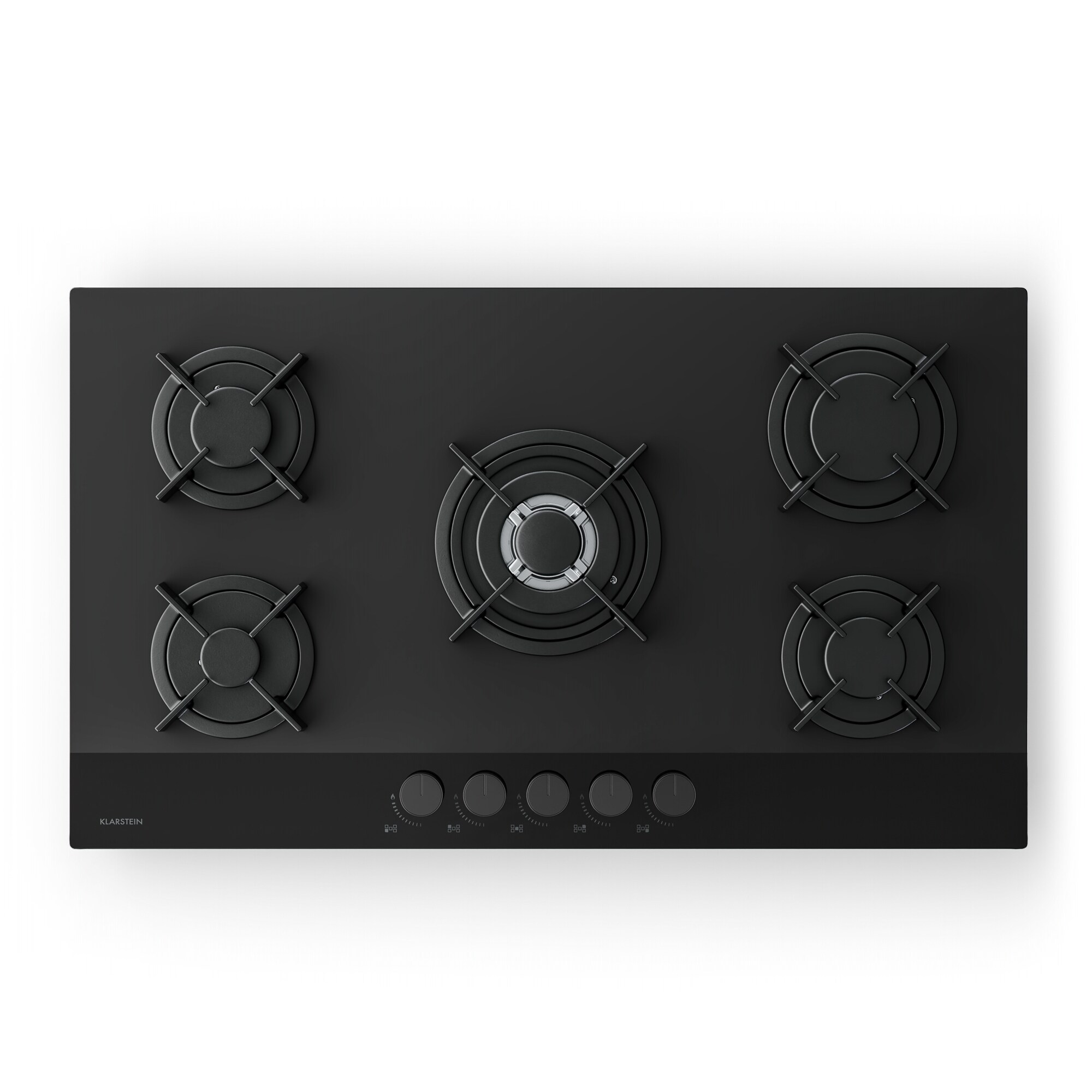 Velaire Gaskochfeld | 5-flammig mit elektrischer Z&uuml;ndung | Erdgas- & LPG-kompatibel | 10400W | 90cm Schwarz 90 cm - Bild 1